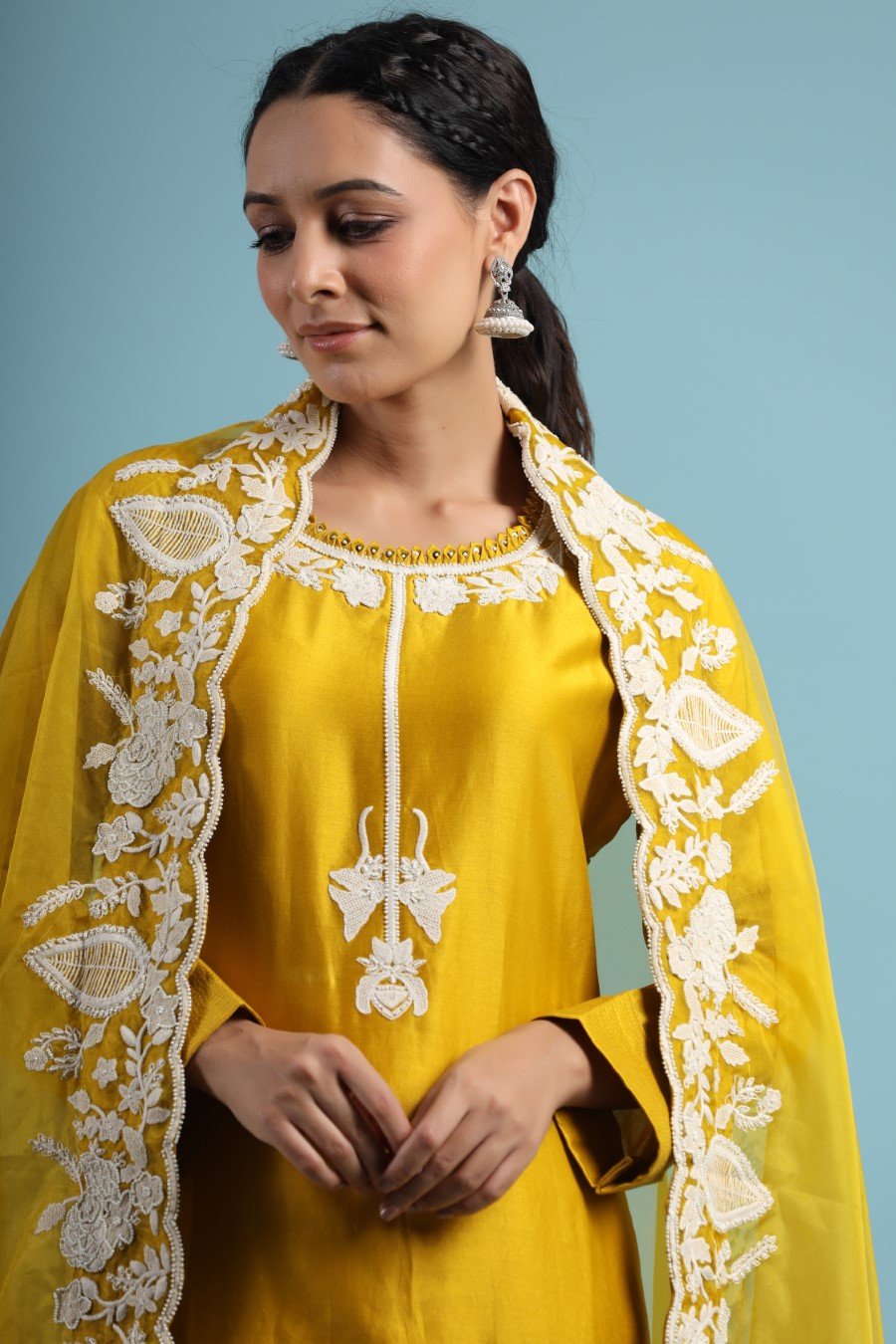 Iris Yellow Embroidered Kurta set with Harem Pants