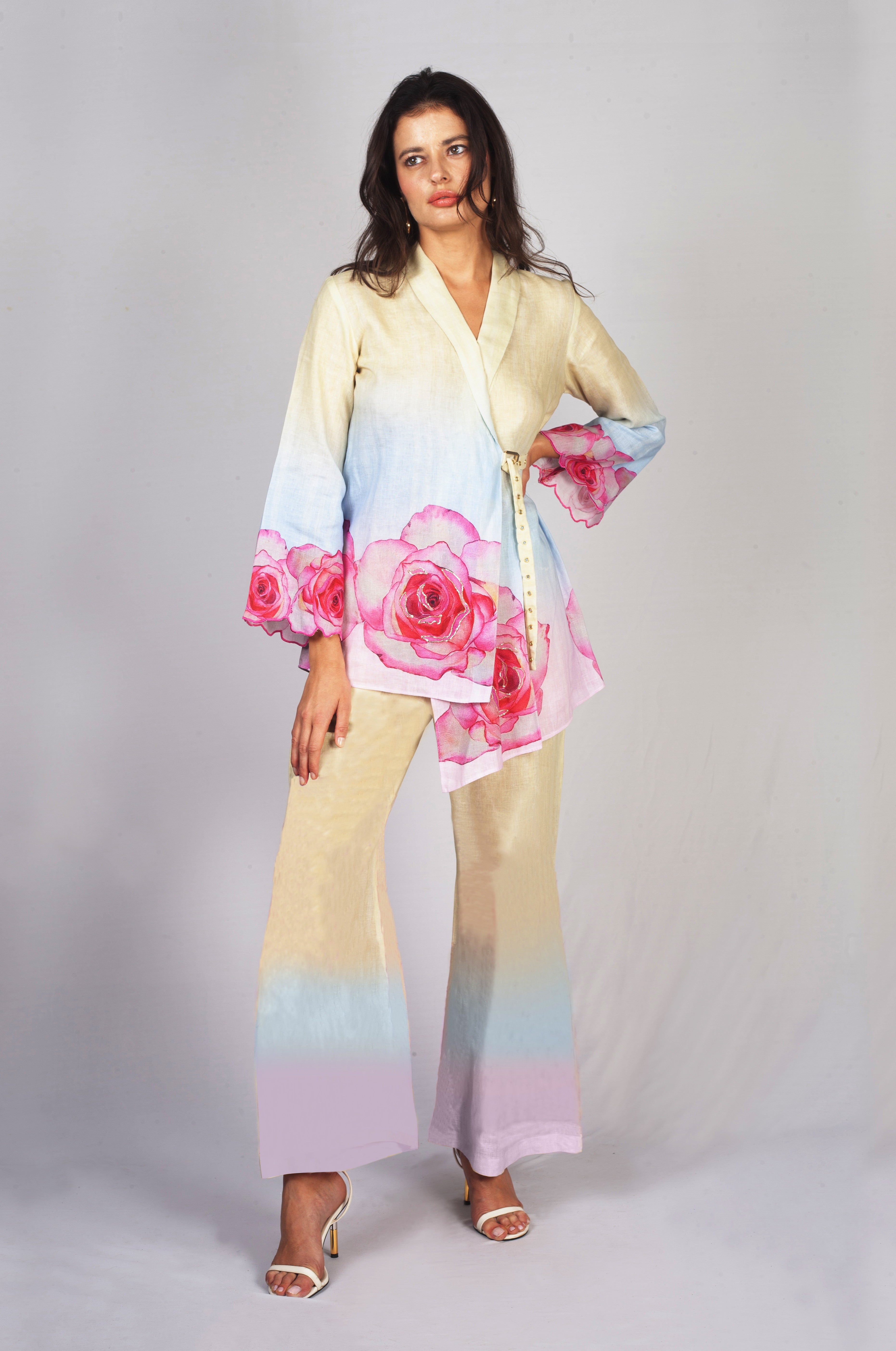 Pastel Ombré Rose Printed Linen Co-Ord Set