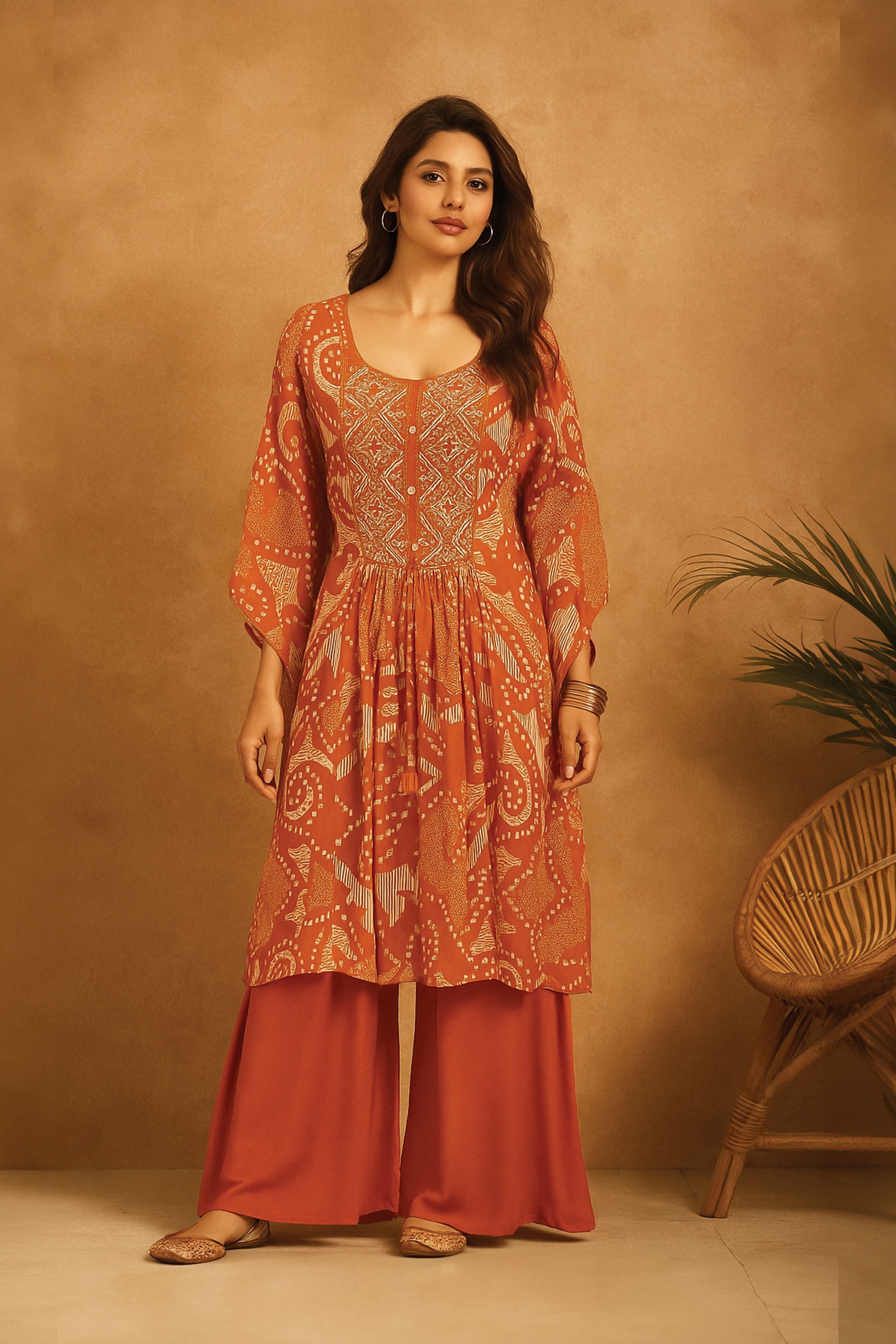 Boho Bandhani Kaftan Set