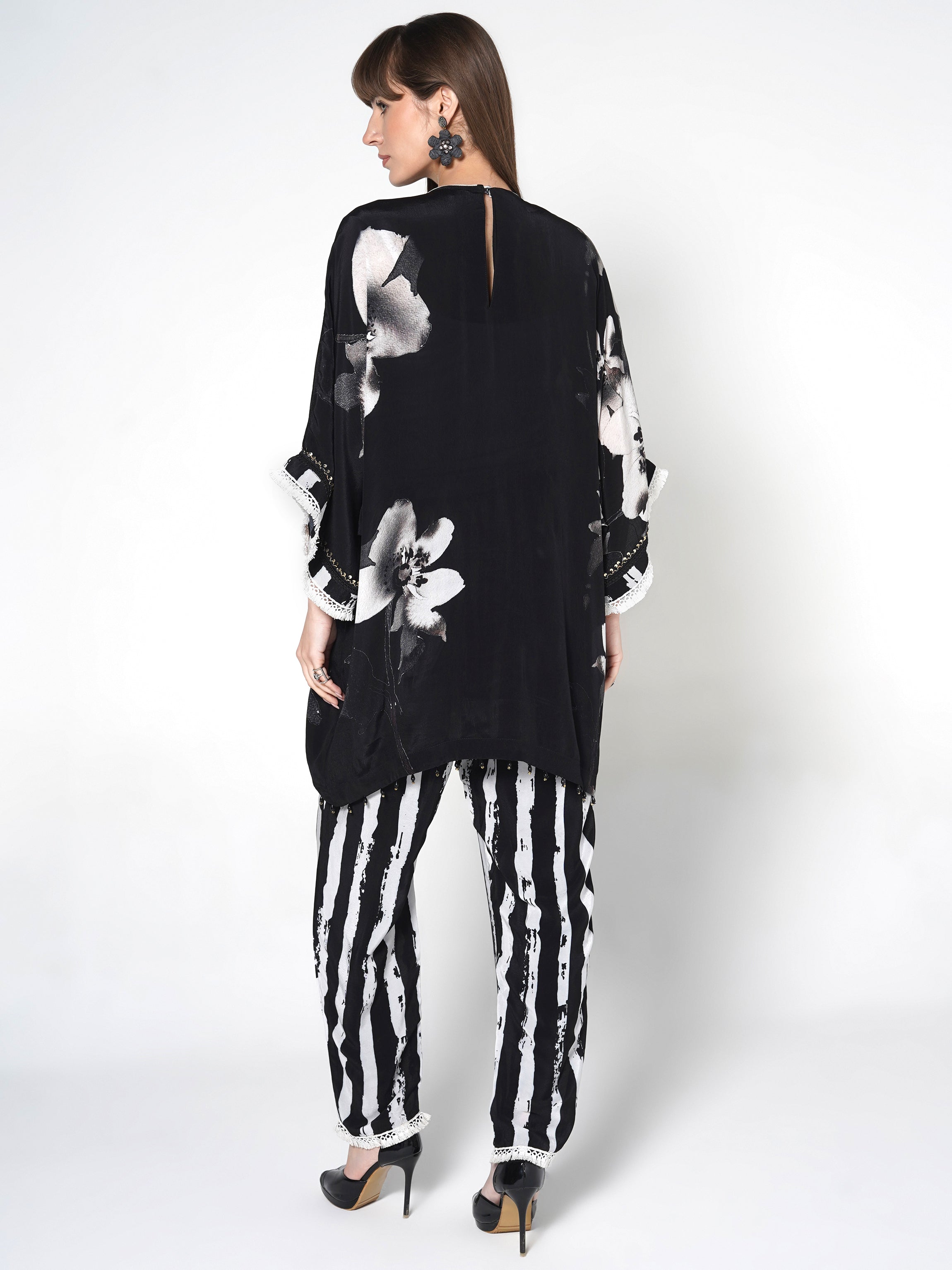 Ebony Black Printed Crepe Silk Co-Ord Set