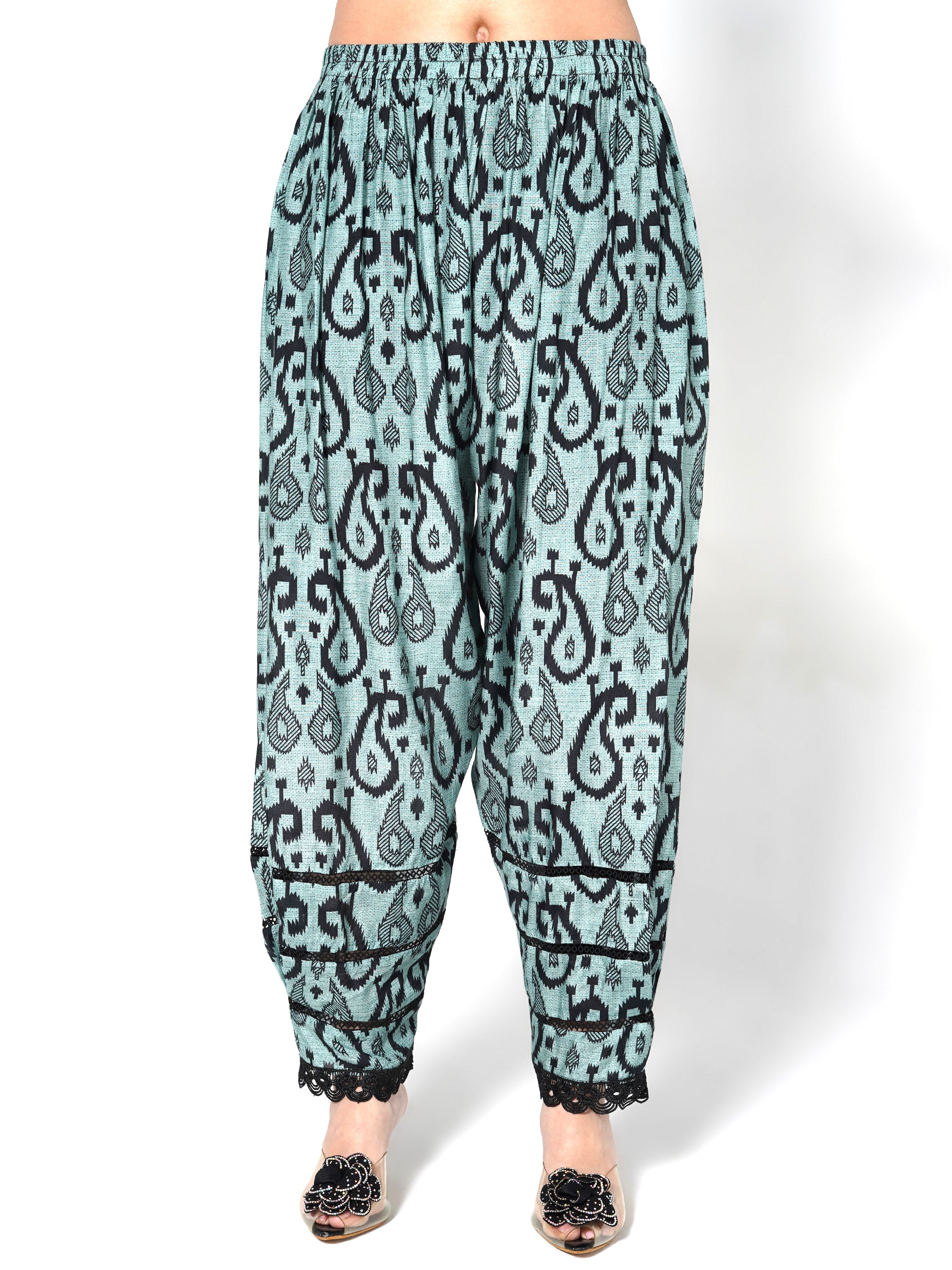 Seafoam Blue Printed Linen Silk Co-Ord Set