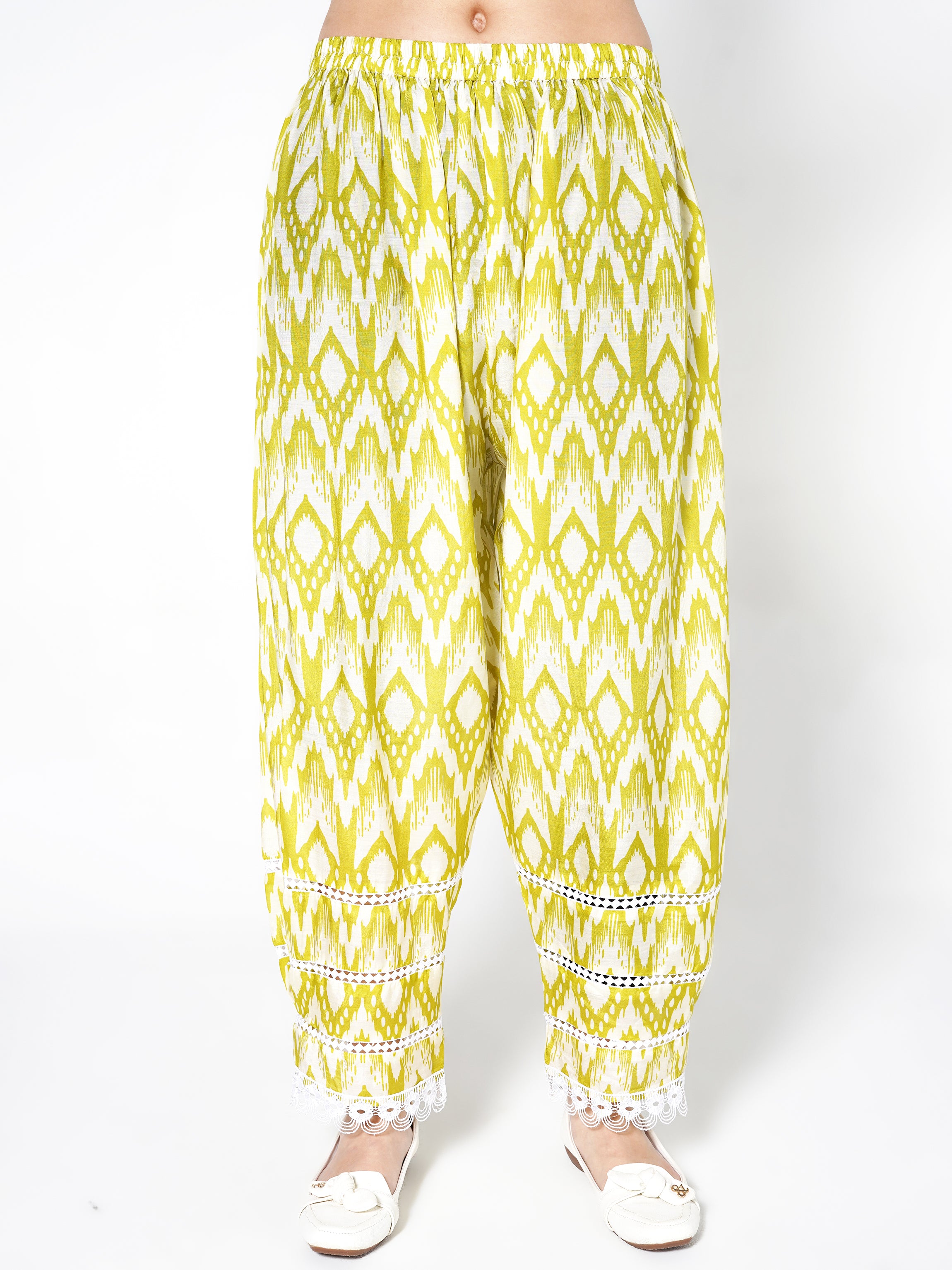 Citron Yellow Printed Linen Silk Co-Ord Set