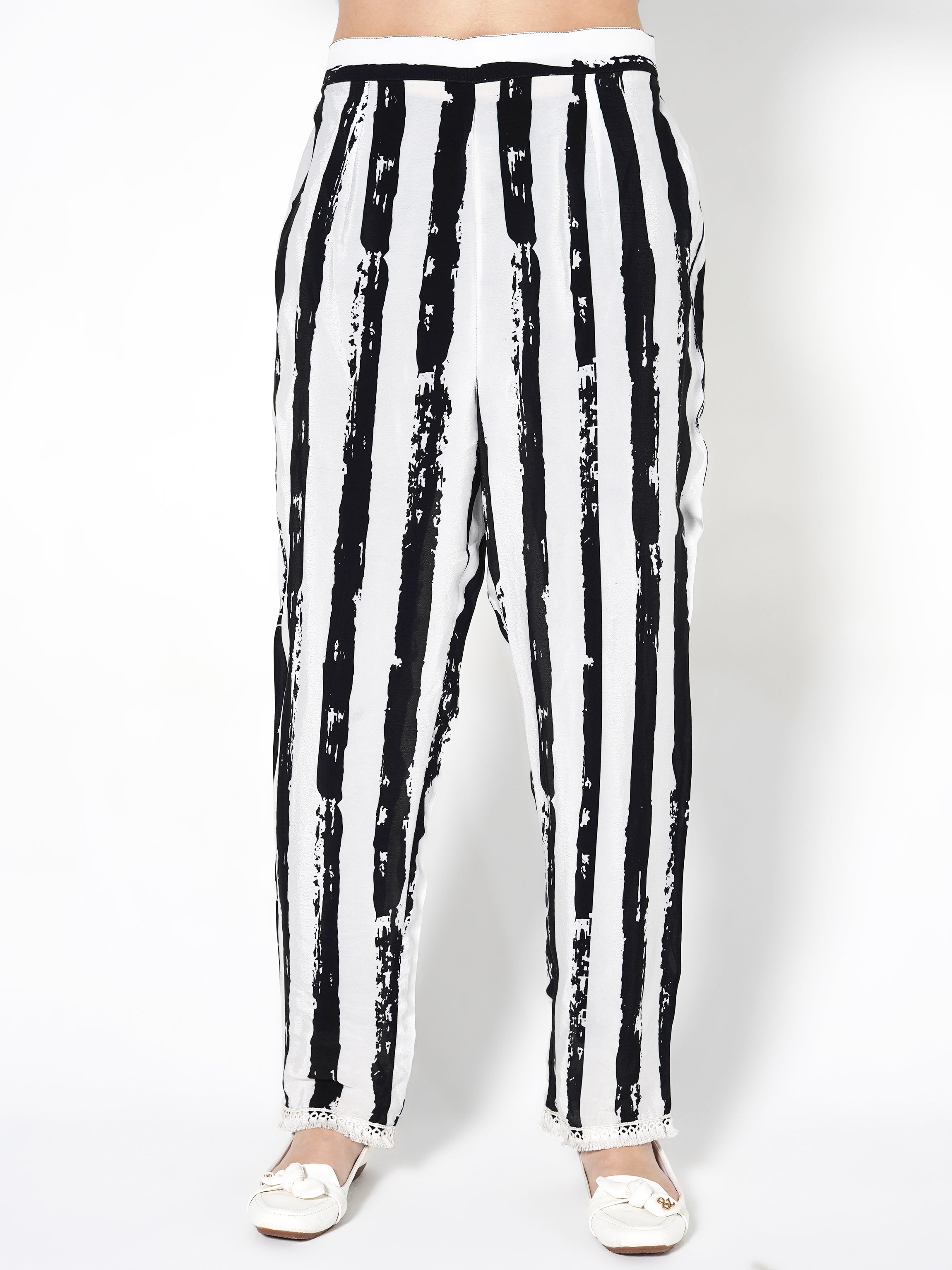 Milk White Printed Crepe Silk Co-Ord Set