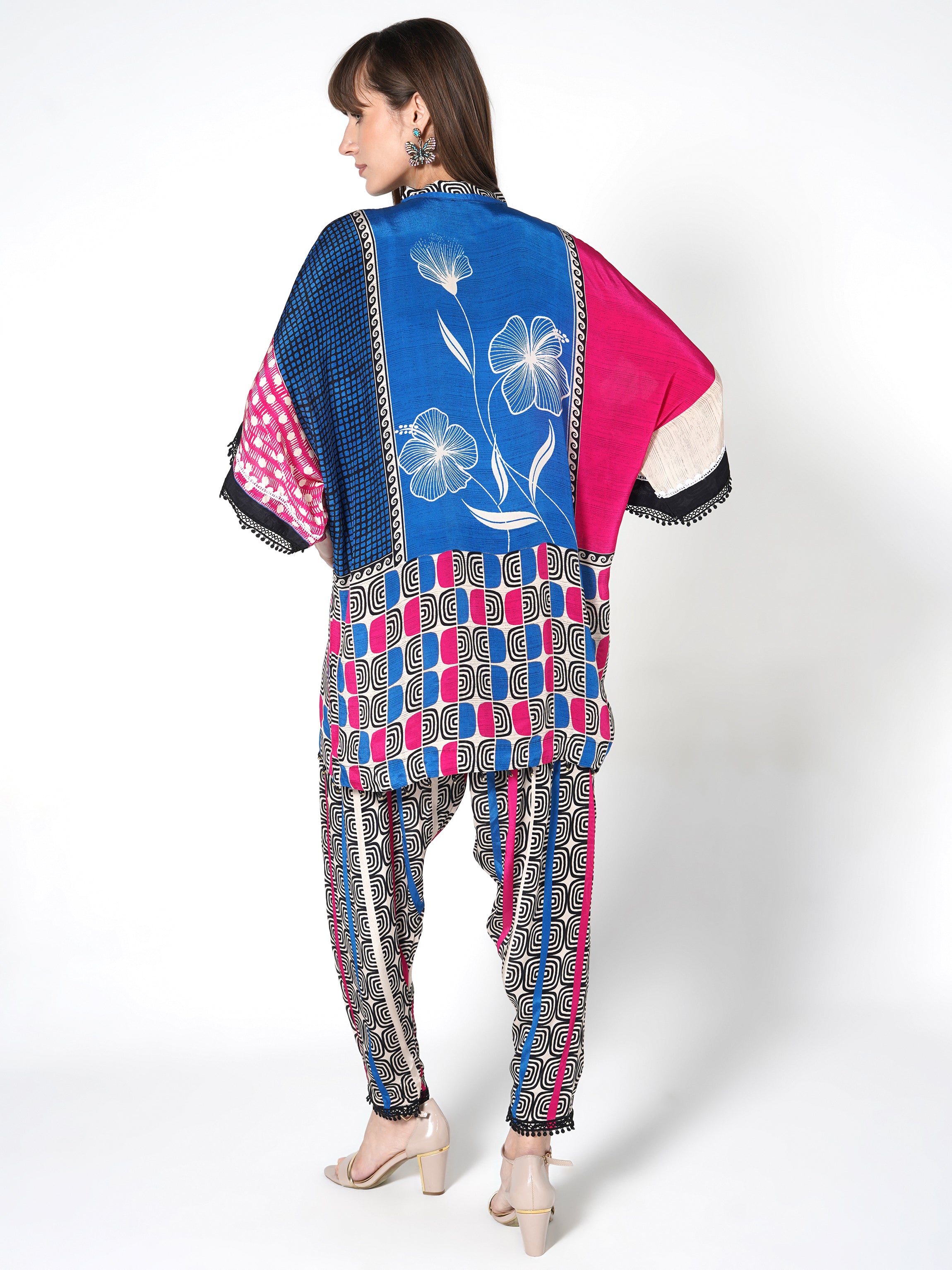 Blue and Multicolor Printed Crepe Silk Co-Ord Set