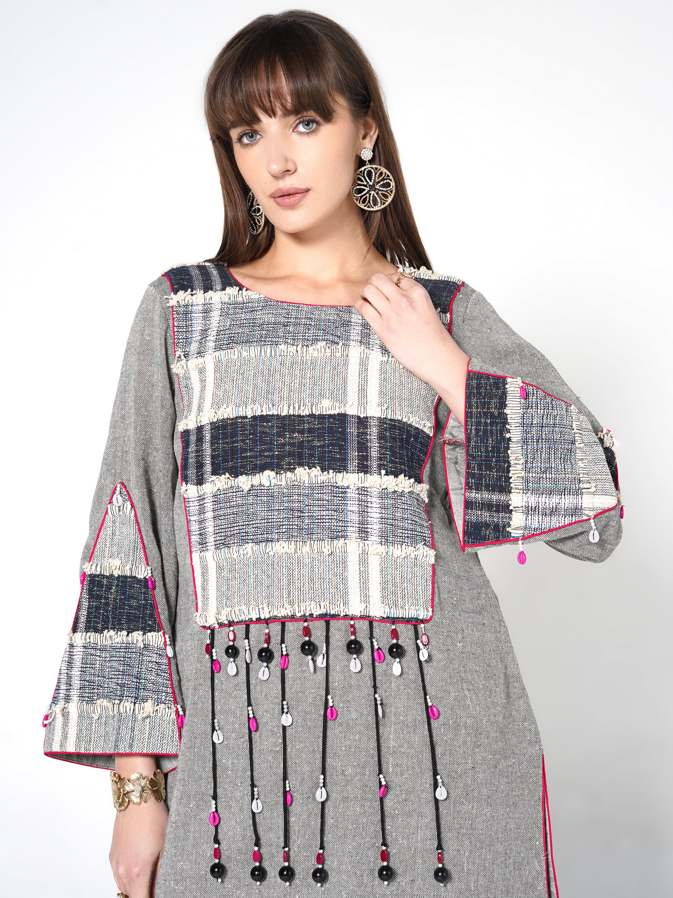 Heather Grey & Navy Patchwork Jute Co-ord Set