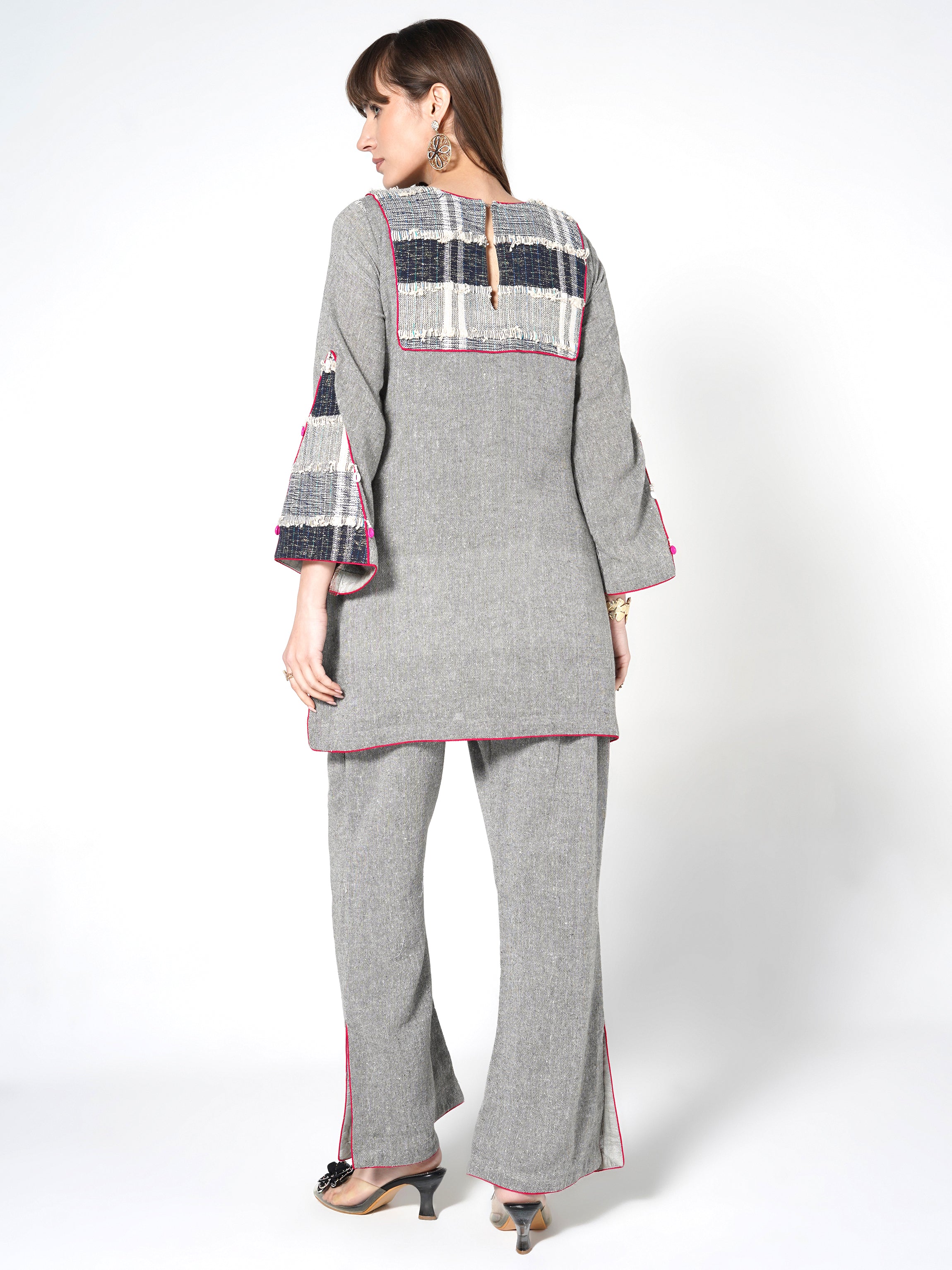 Heather Grey & Navy Patchwork Jute Co-ord Set