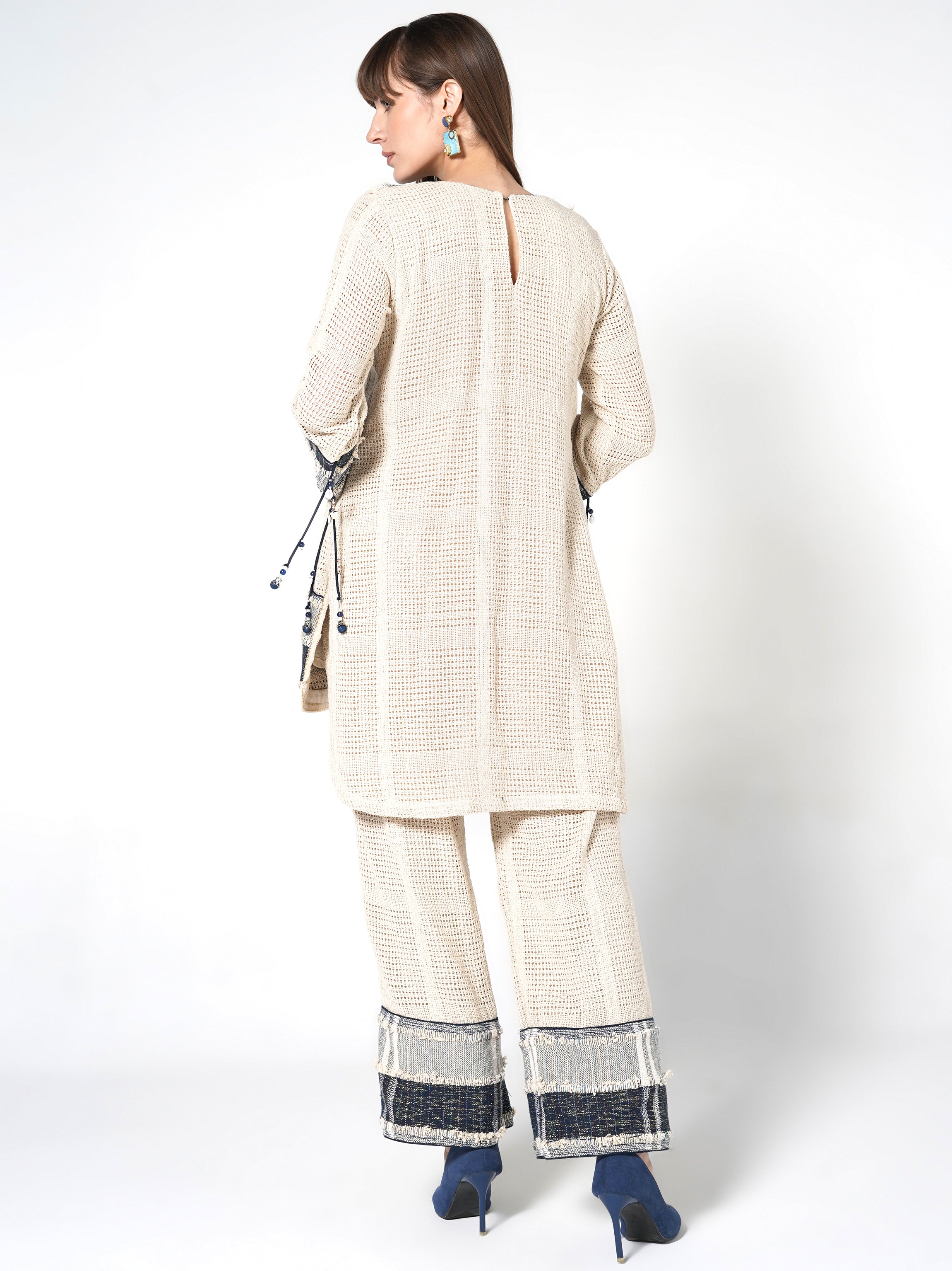 Natural Sand Woven Panel Jute Co-ord Set