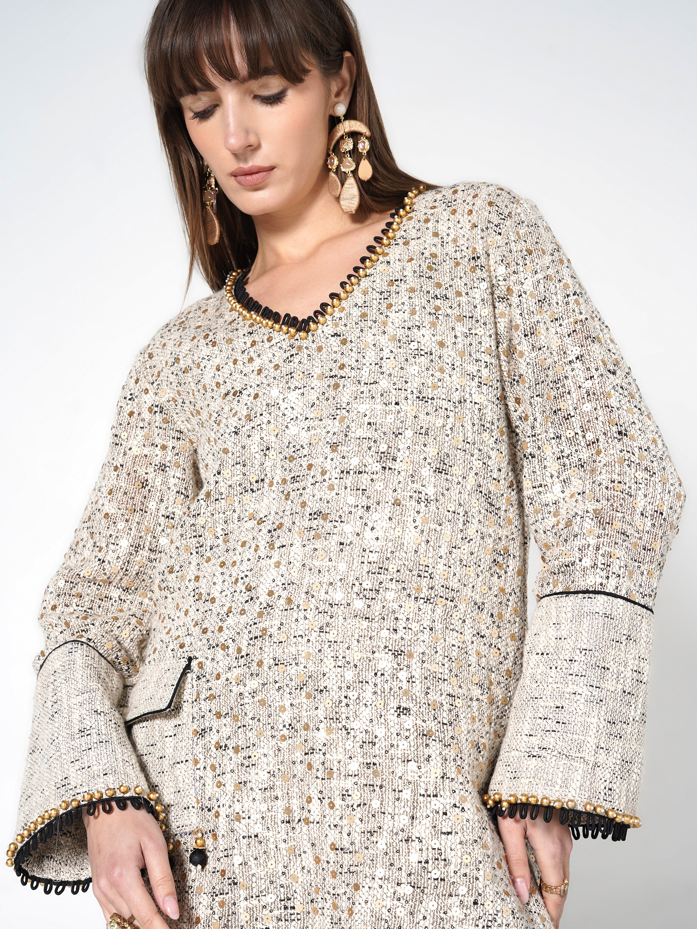 Speckled Beige Beaded Jute Co-ord Set