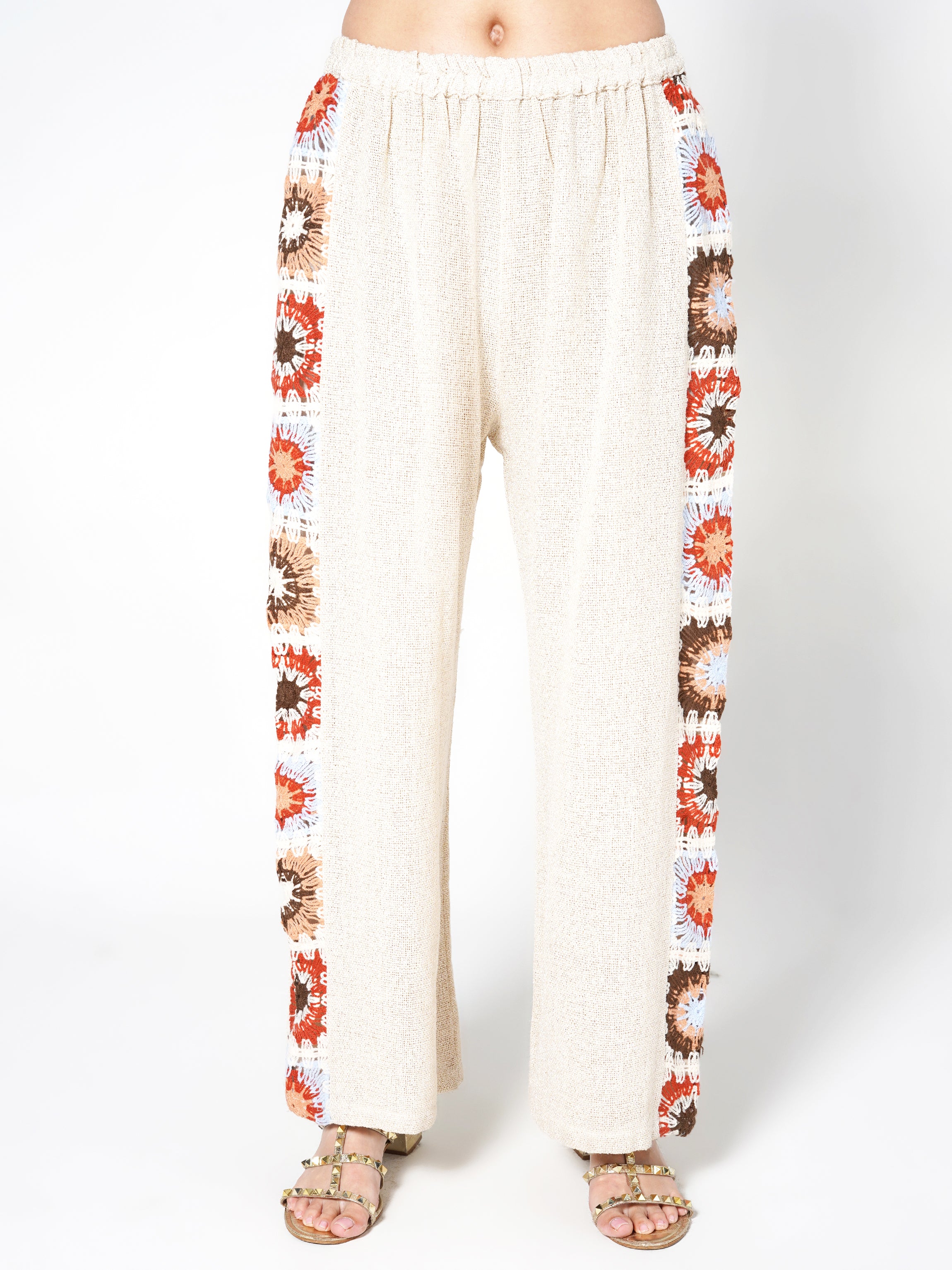 Neutral Beige Jute Bohemian Motif Co-ord Set