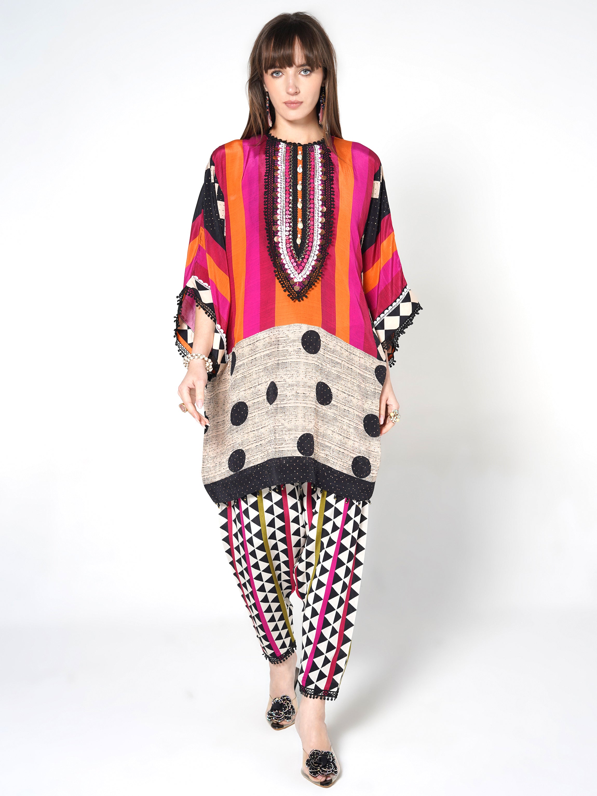 Sunset Tribal Printed Crepe Silk Co-Ord Set