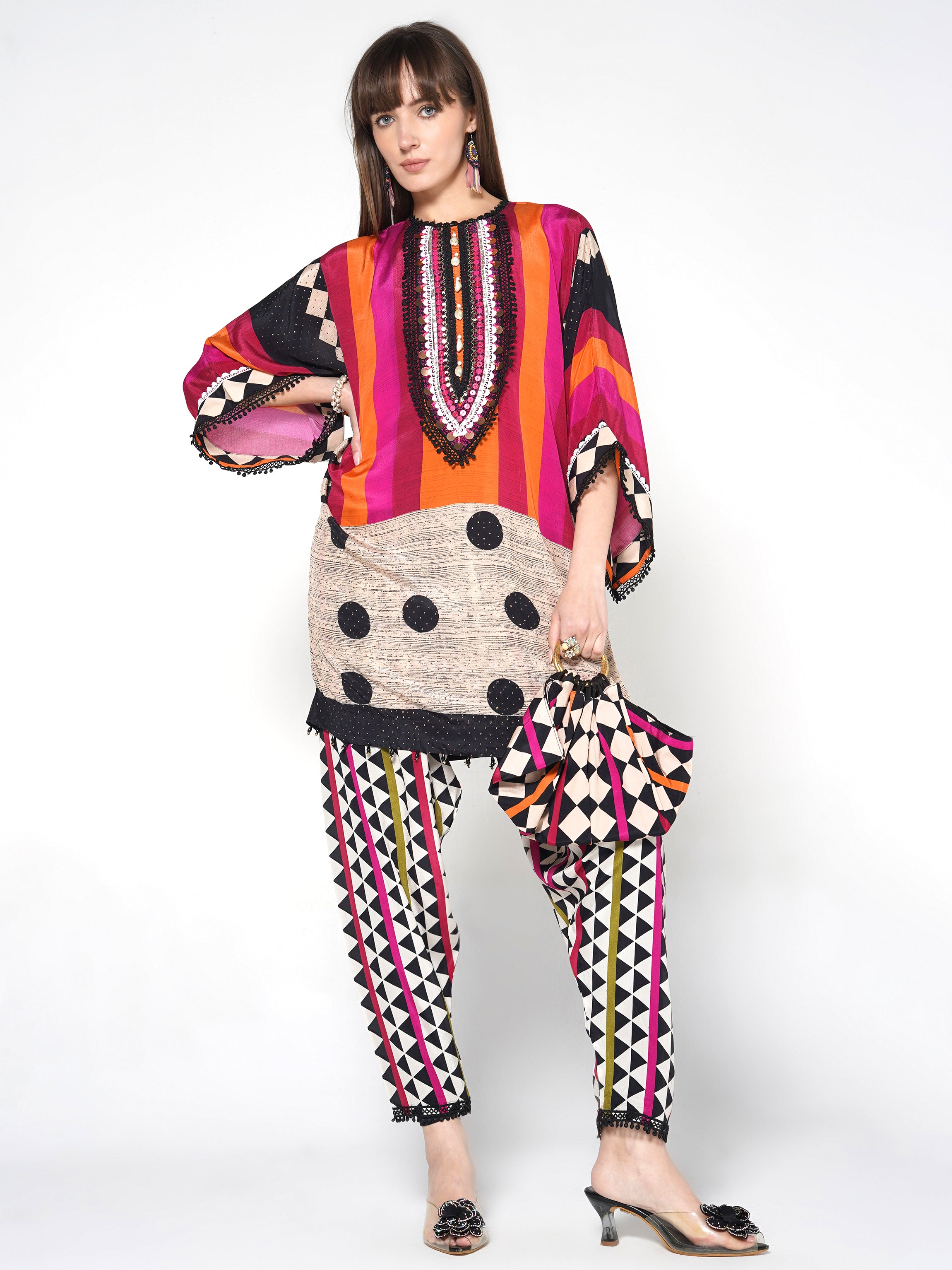 Sunset Tribal Printed Crepe Silk Co-Ord Set