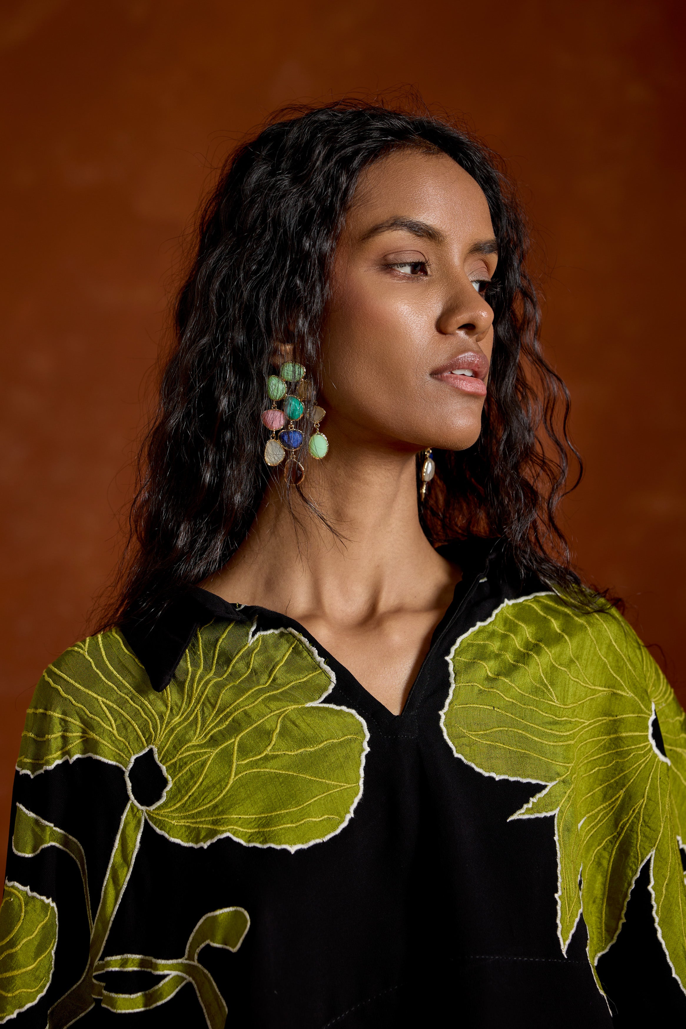 Black Embroidered Georgette Silk Co-Ord Set