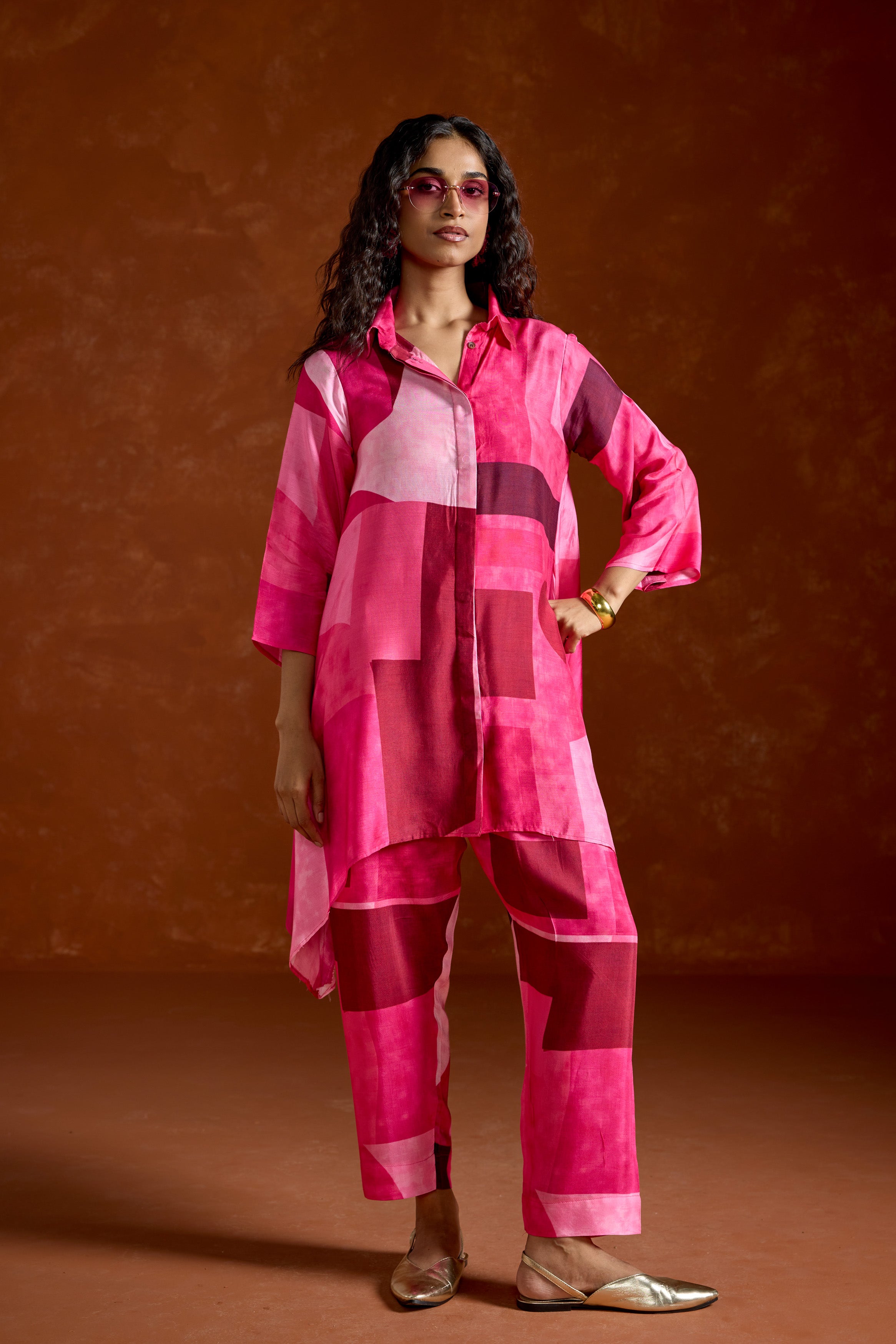 Barbie Pink Printed Rayon Silk Co-Ord Set
