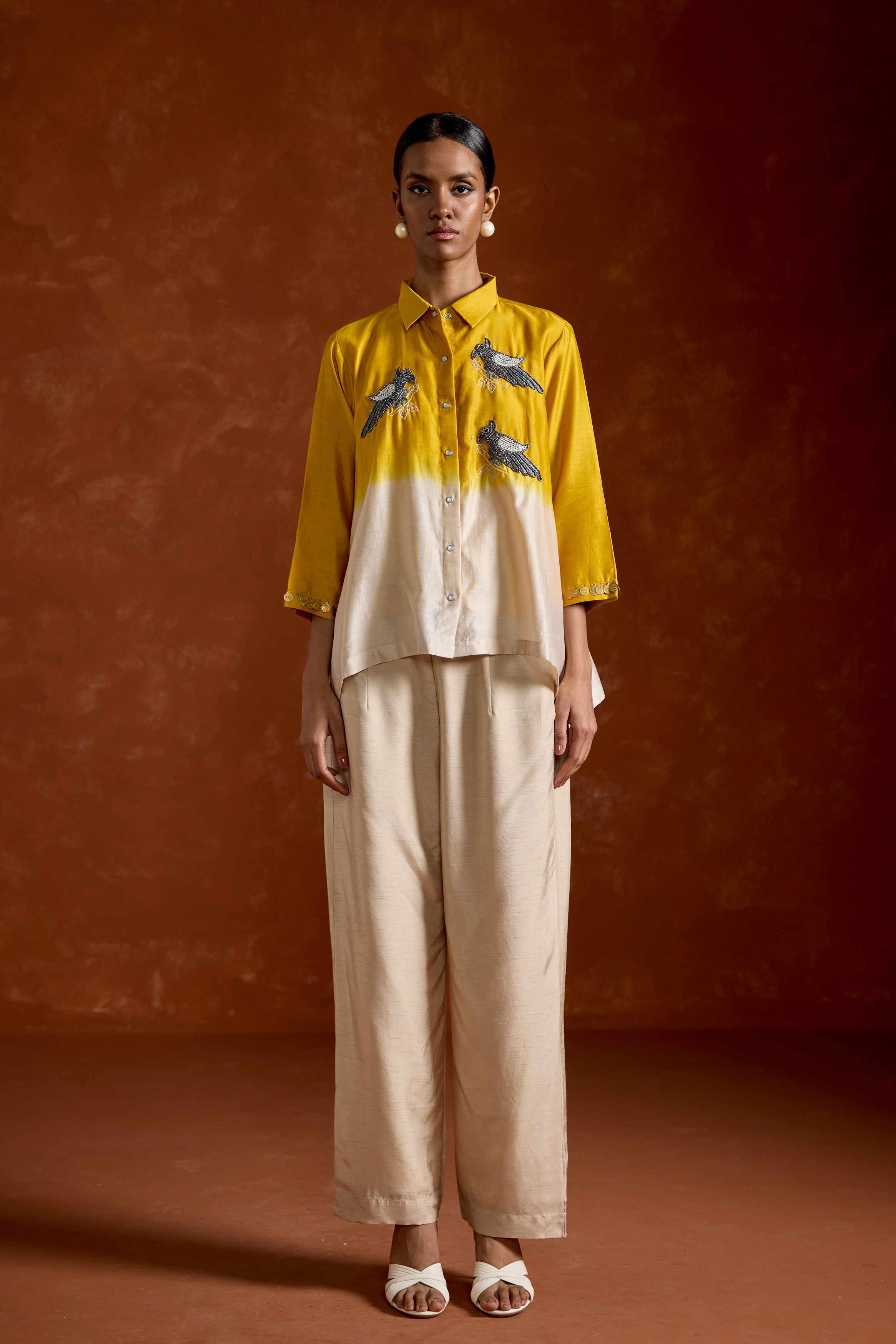 Golden Yellow Embellished Raw Silk Co-Ord Set