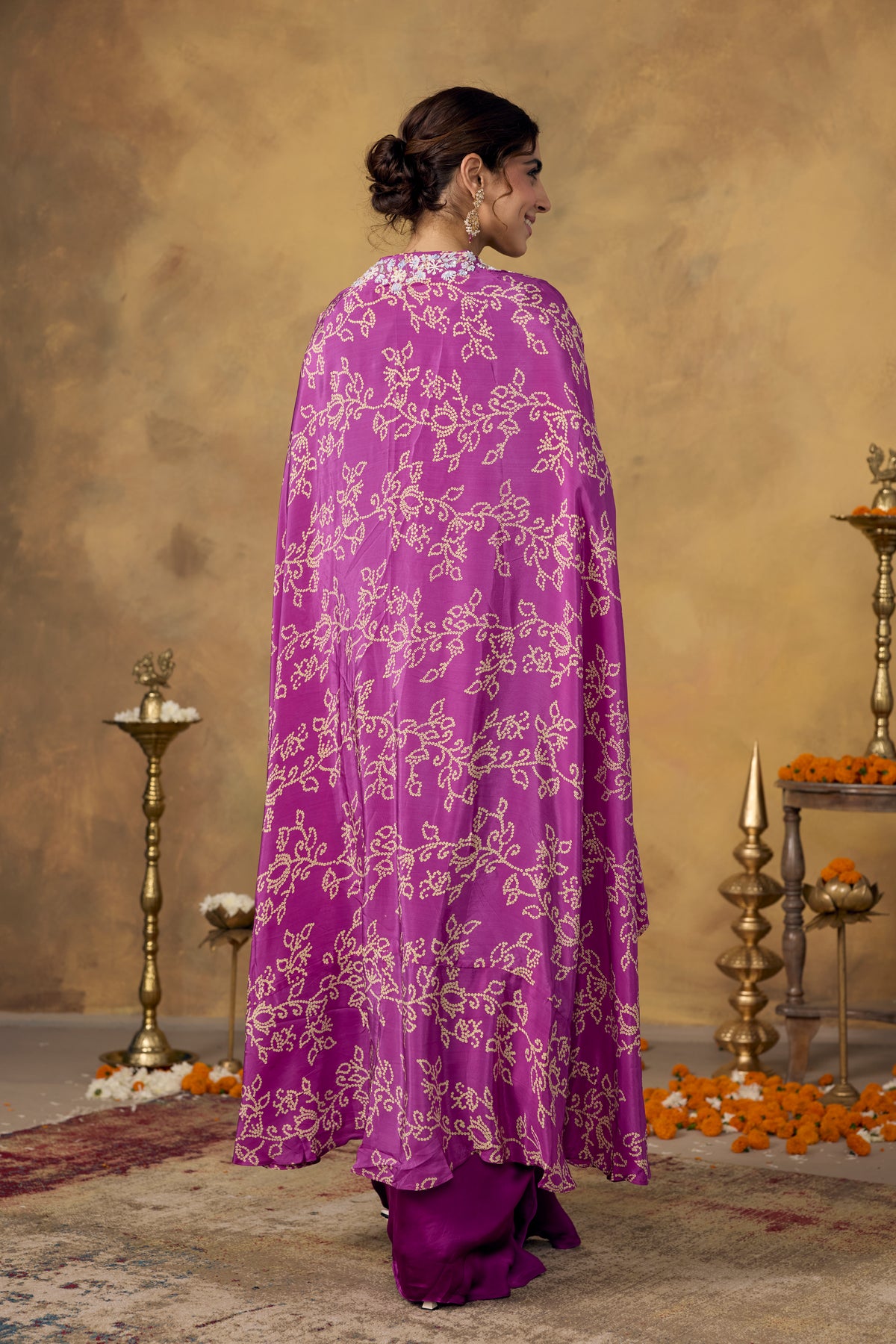 Light Purple Embellished Crepe Silk Skirt Set