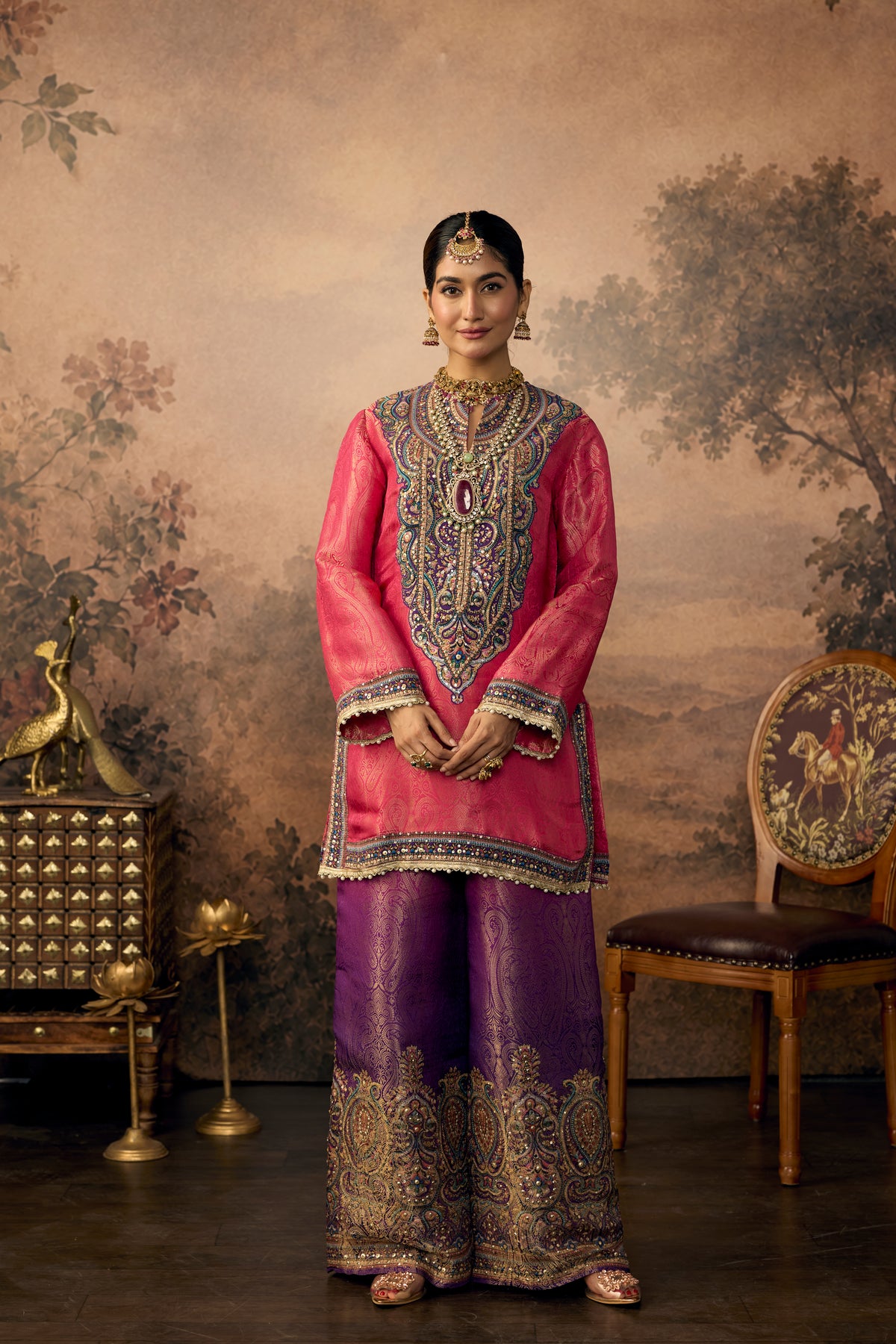 Rani Royal Embellished Banarasi Brocade Silk Palazzo Set