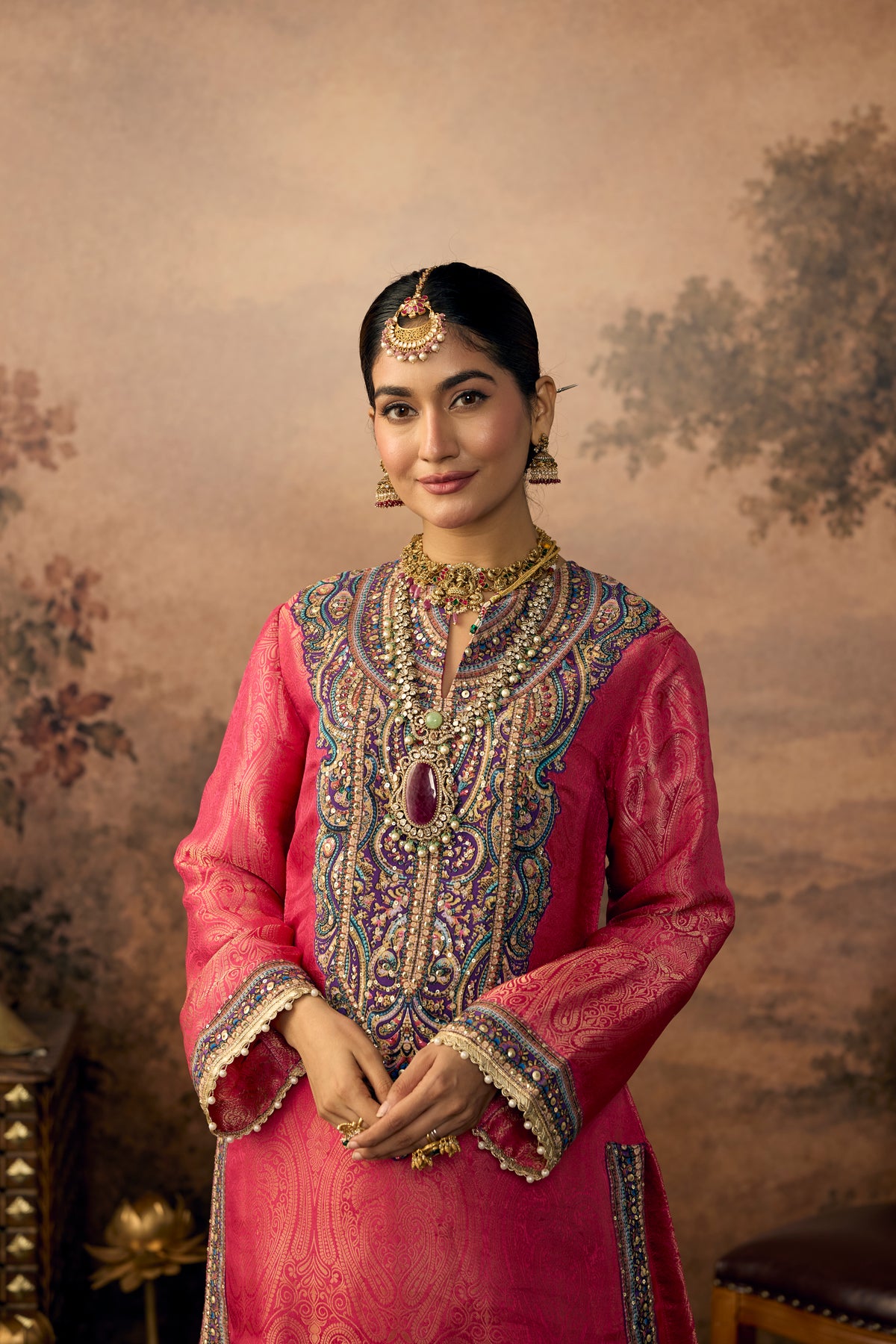Rani Royal Embellished Banarasi Brocade Silk Palazzo Set