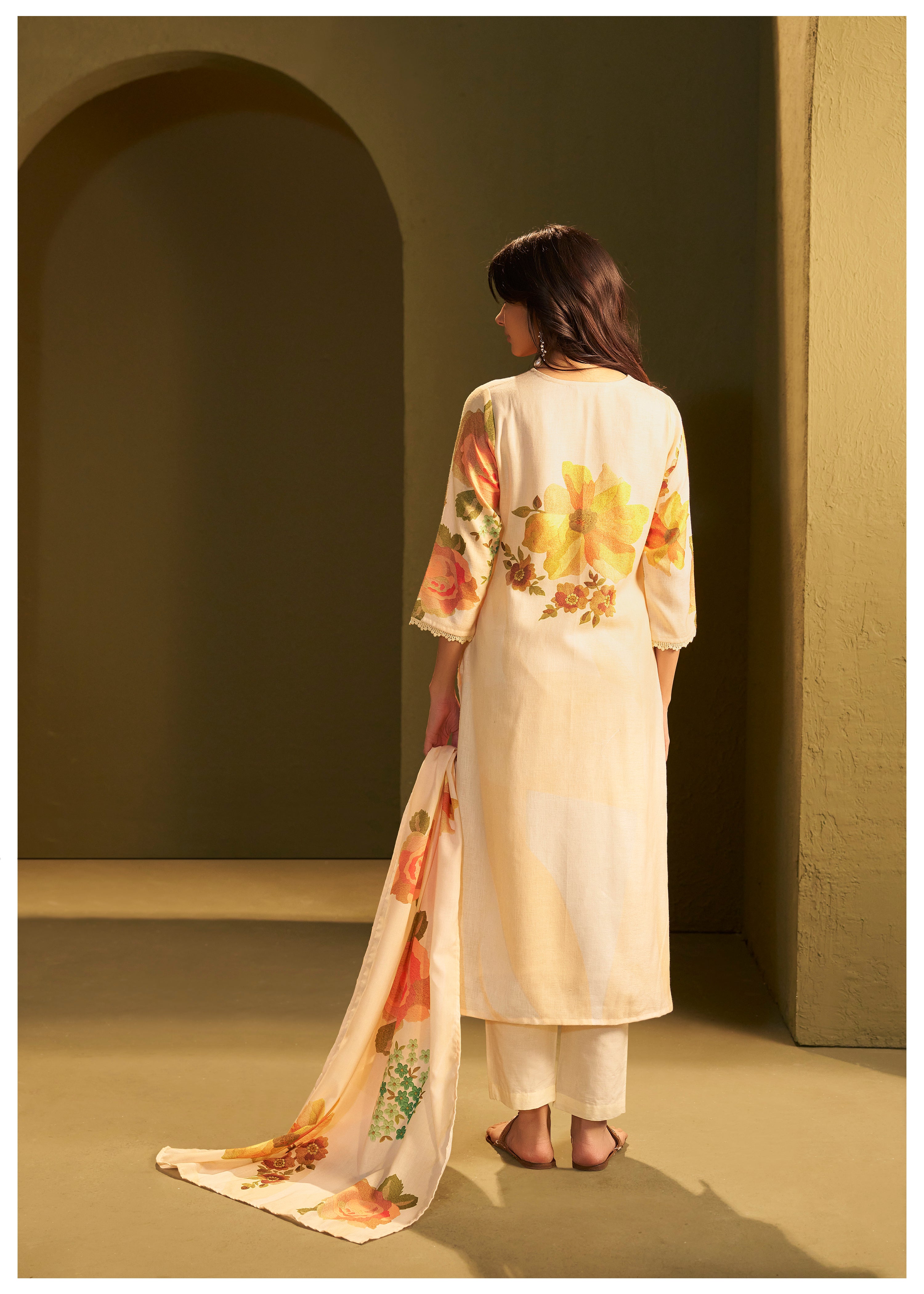 Apricot Embroidered Organic Cotton Pant Set