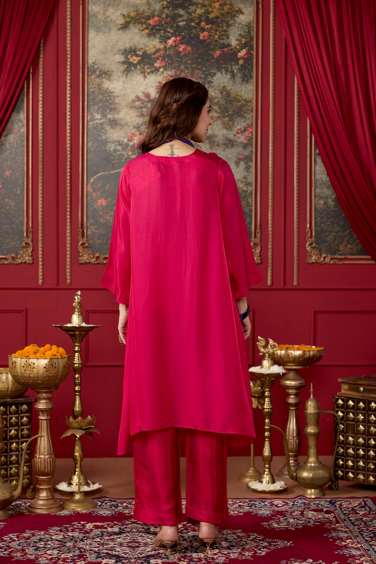 Magenta Pink Mango Silk Co-Ord Set