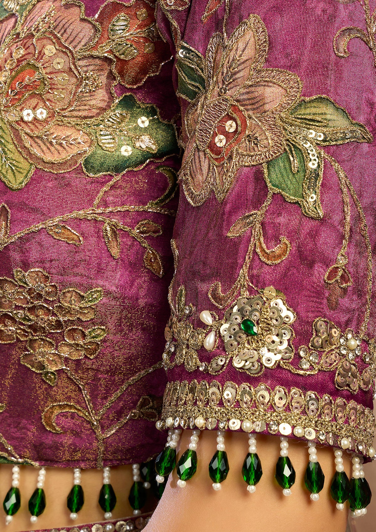 Chiku Embellished Uppada Silk Saree