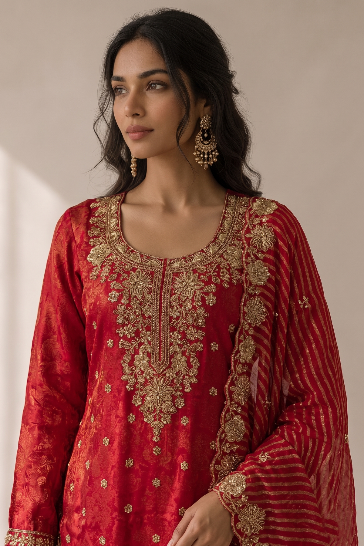 Royal Pink Embellished Banarasi Brocade Silk Palazzo Set