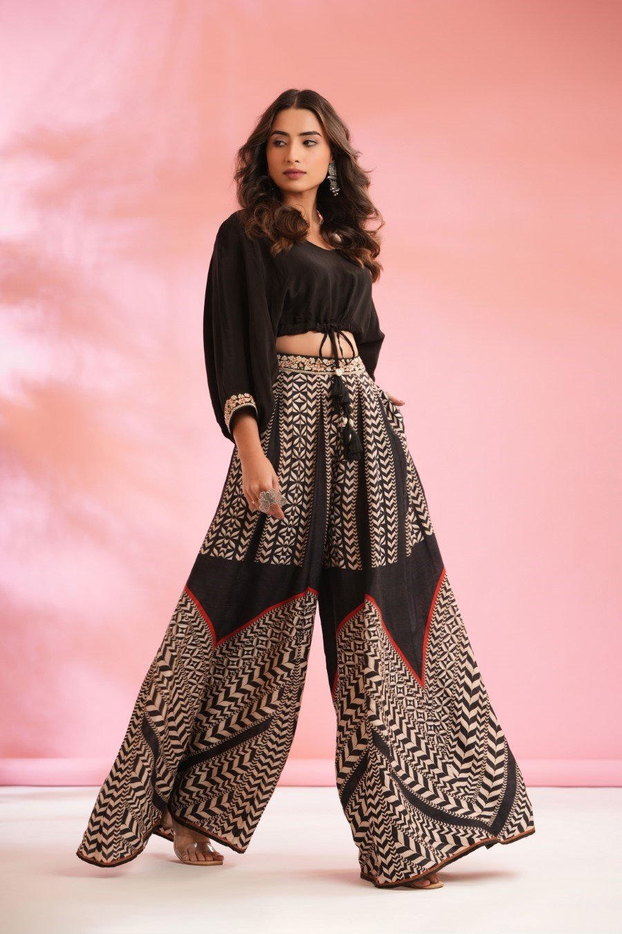 Black Crochet Top And Palazzo Pants Set | Online Boutiques – Saved by the  Dress