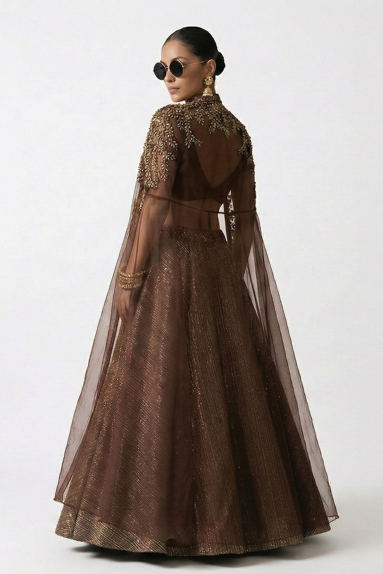 Regal Metallic Embellished Organza Silk Skirt Set