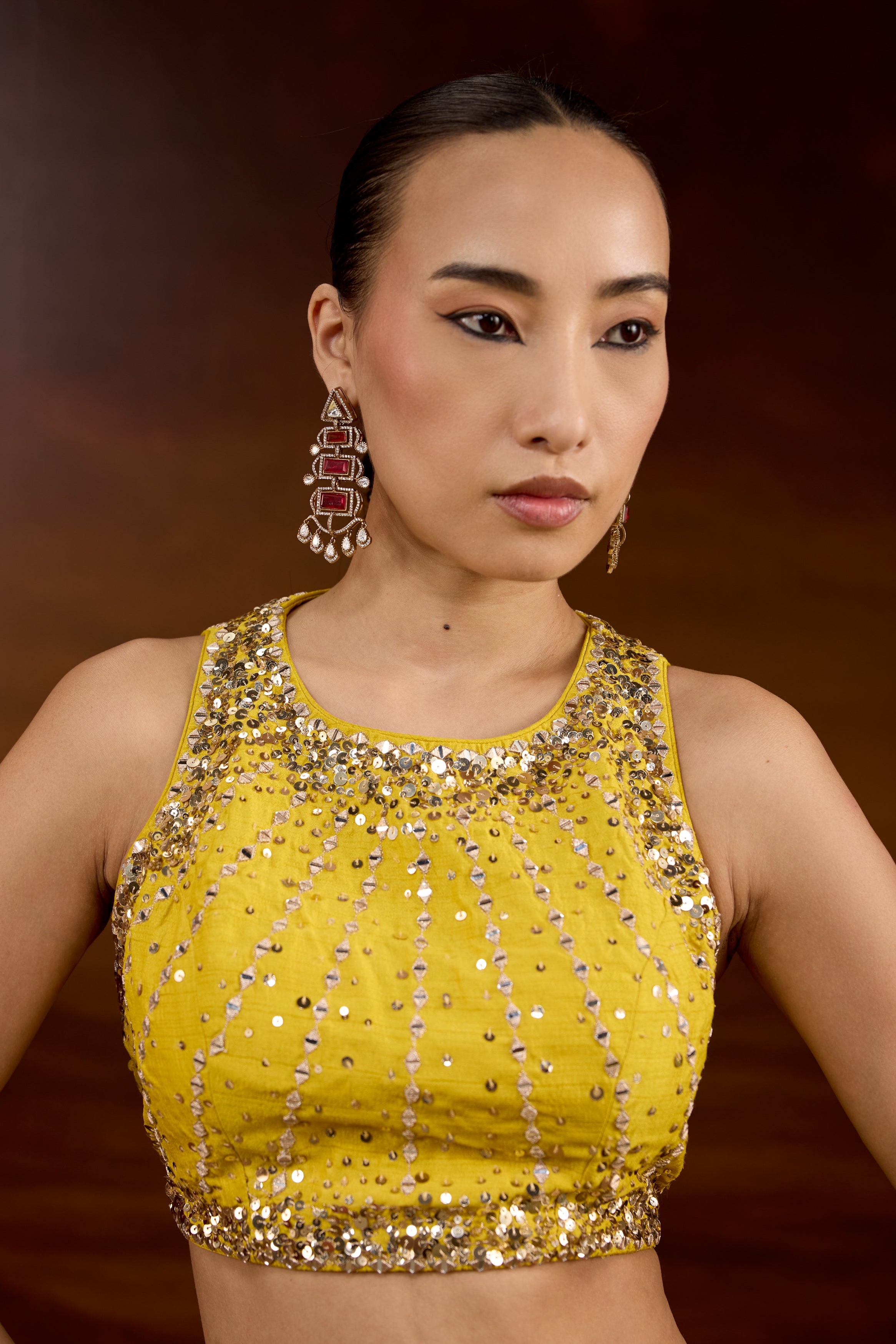 Bright Yellow Embellished Raw Silk Sharara Set