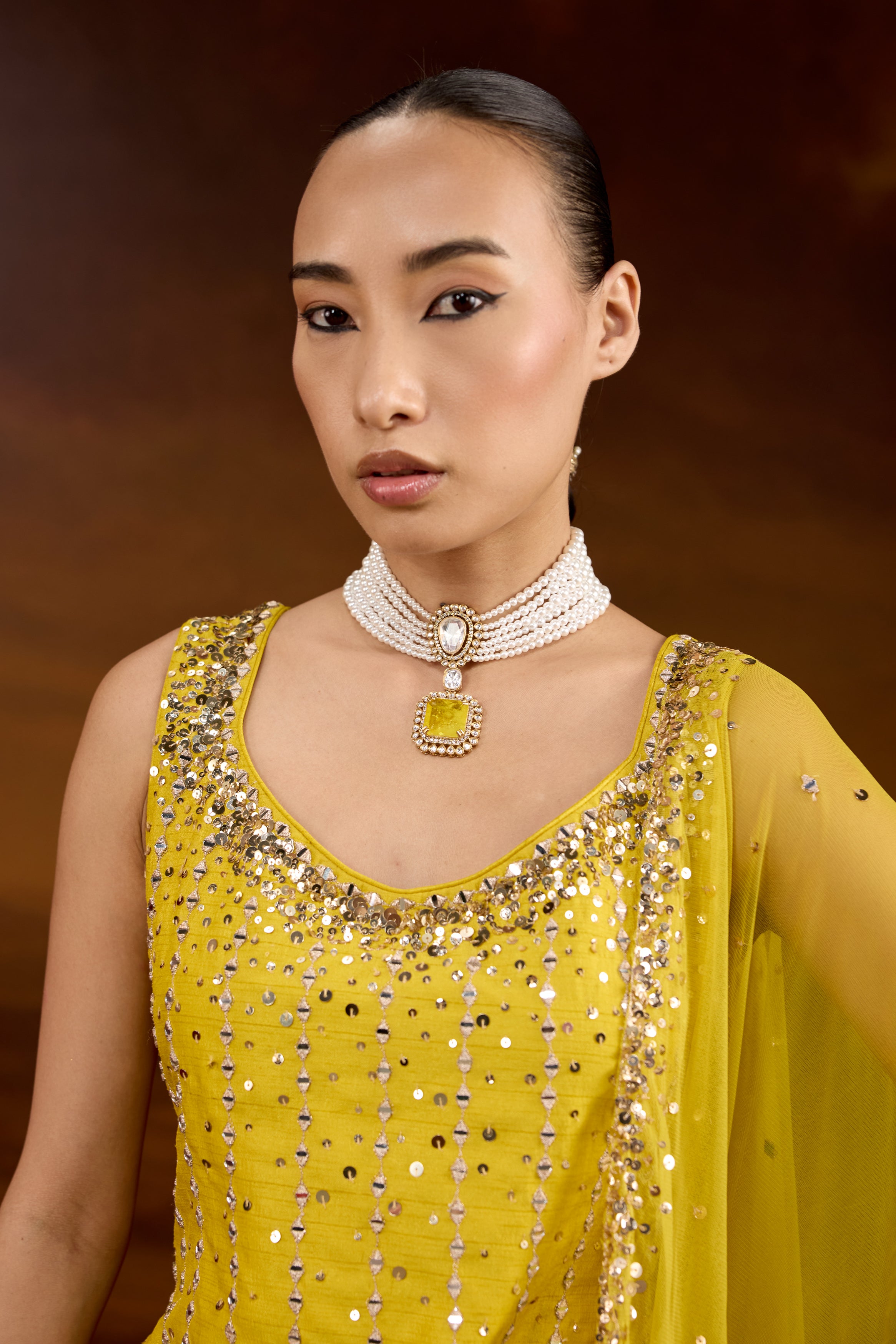 Vibrant Yellow Embellished Raw Silk Sharara Set