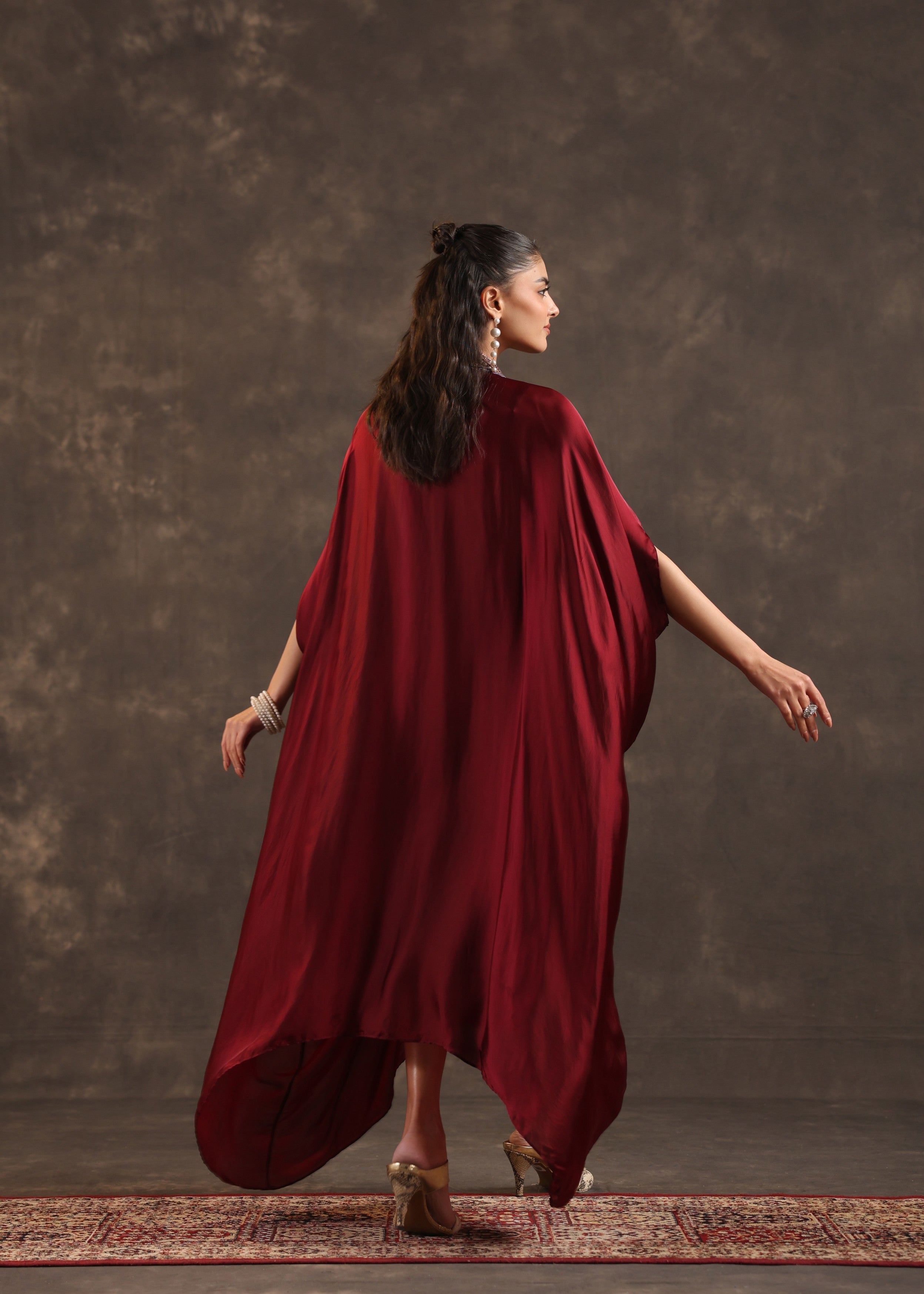 Garnet Regal Embellished Satin Silk Dress