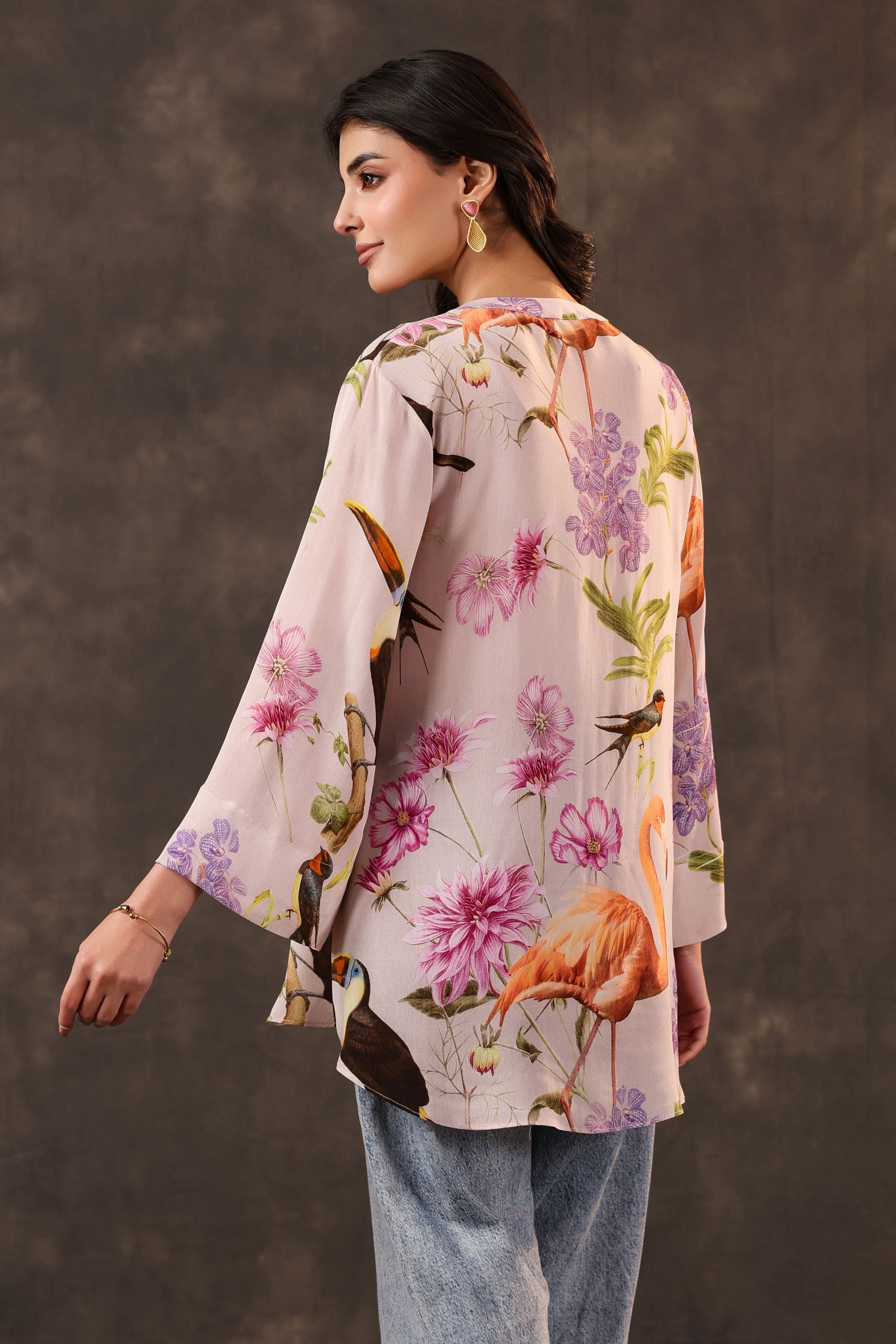 Dusty Pink Printed Crepe Silk Top