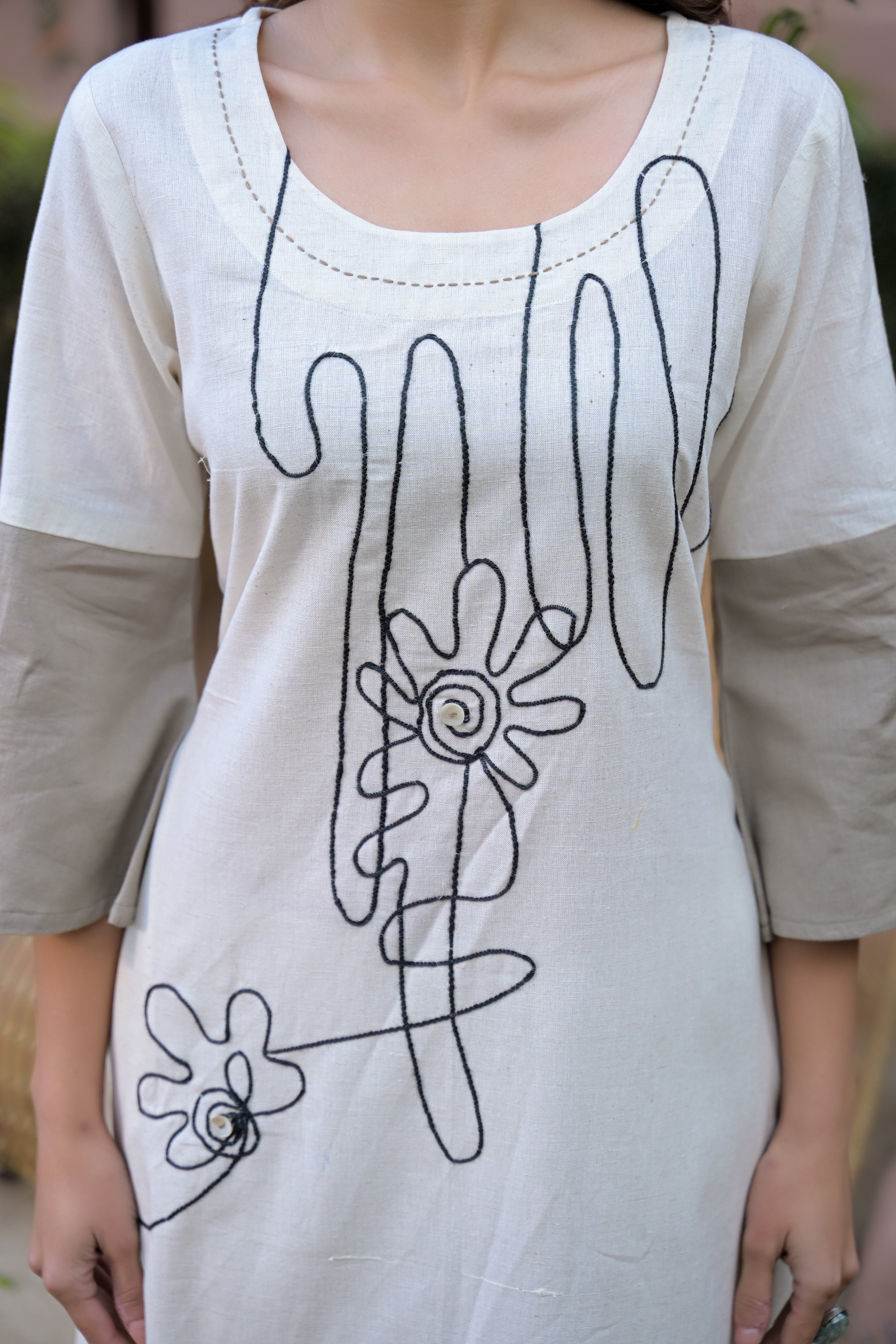 Ivory Muse Embroidered Cotton Dress