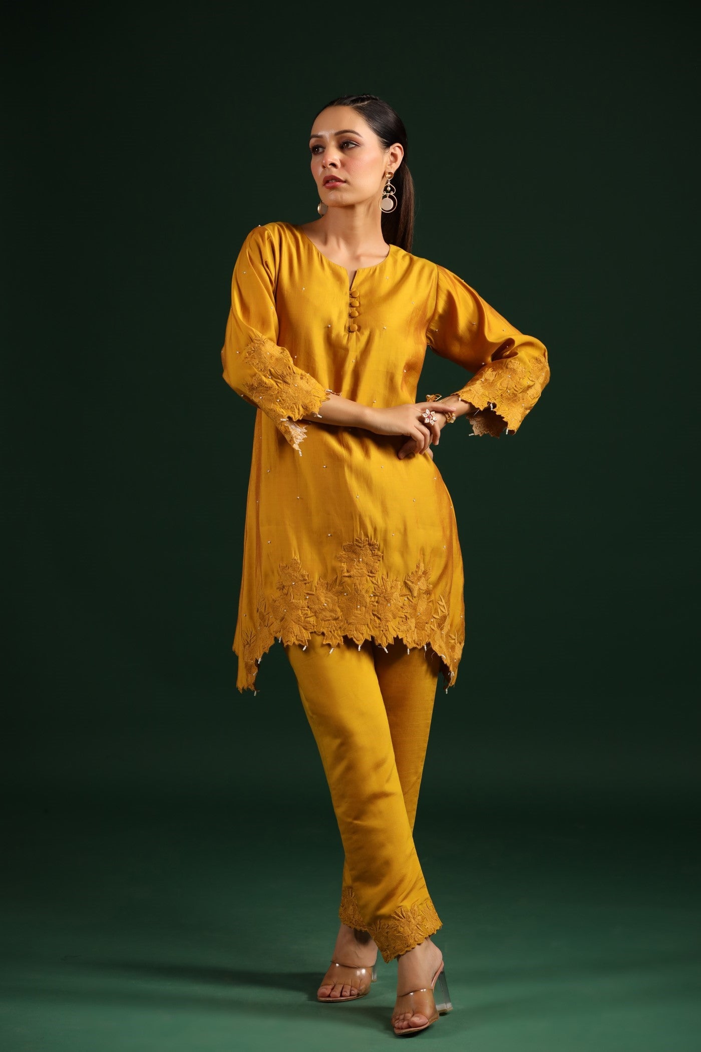 Mustard Embroidered Co-ord Set