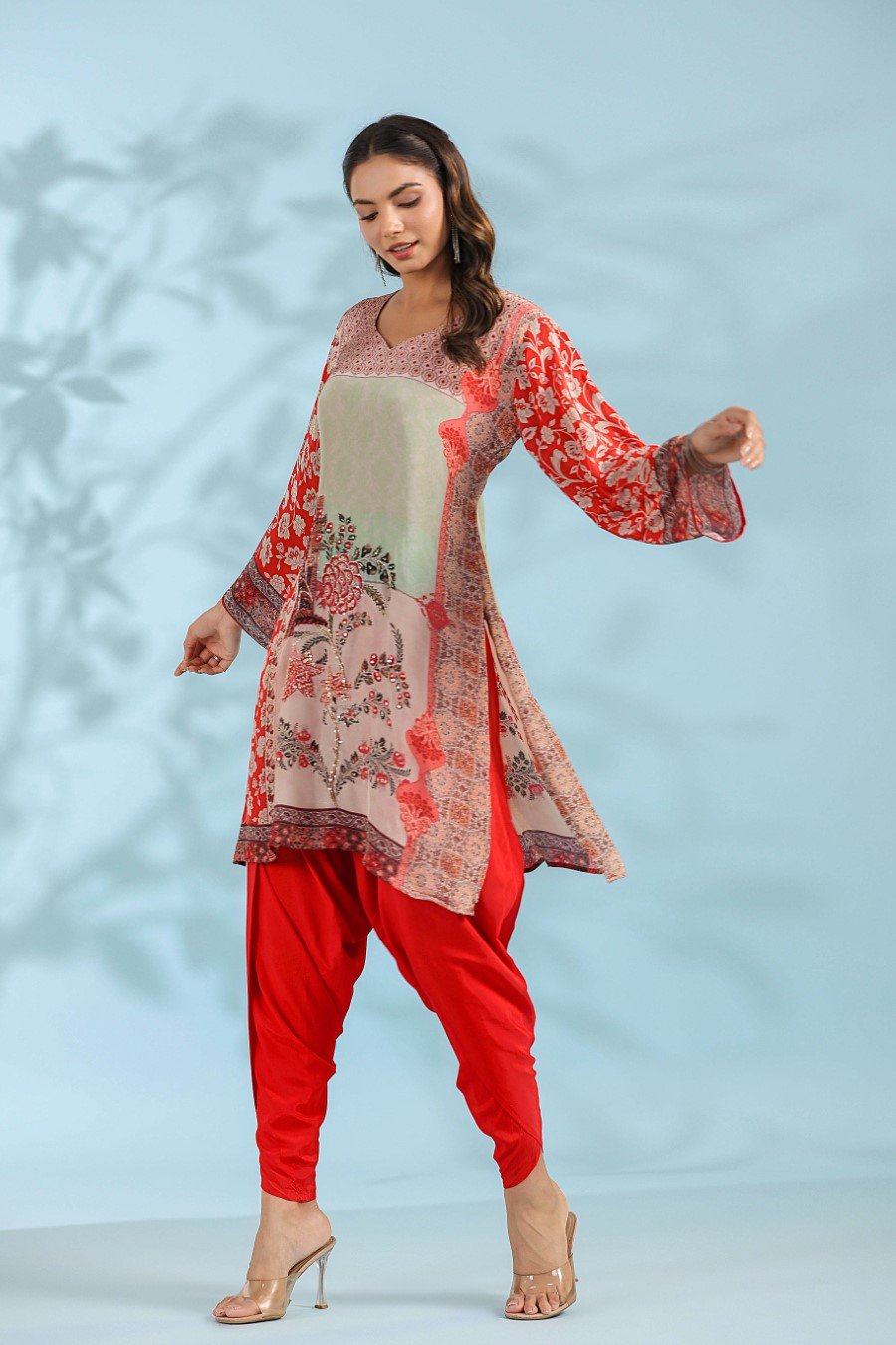 Buy Purple Maheshwari Silk Embroidered Silver Work Kurta And Dhoti Pant Set  For Women by Jajobaa Online at Aza Fashions.