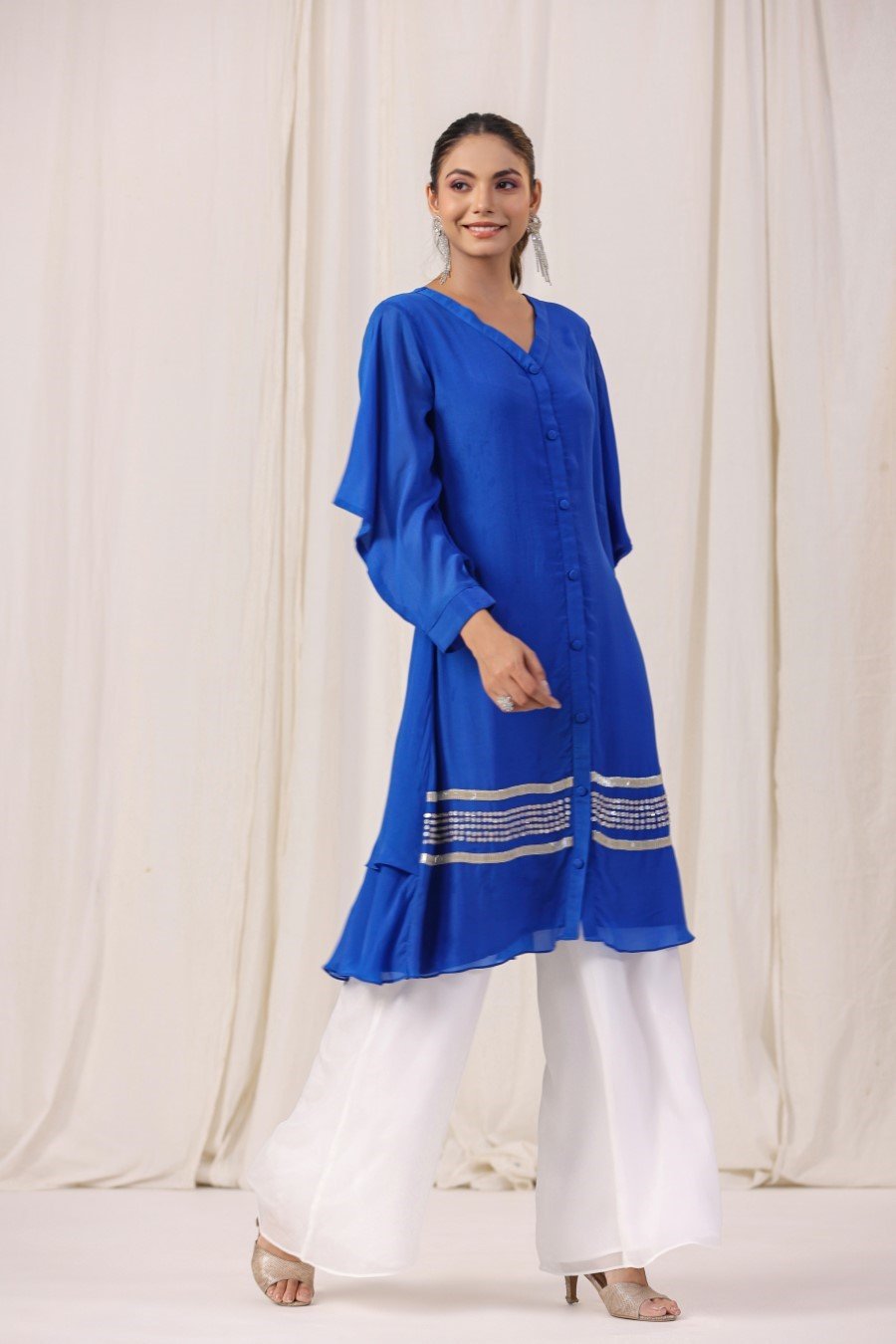 Royal Blue Embellsihed Tunic with Palazzo