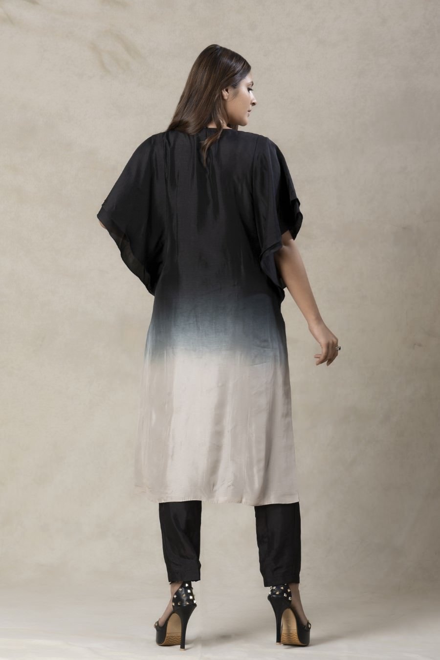 Black Ombre Dola Silk Embellished Kurta With Pant