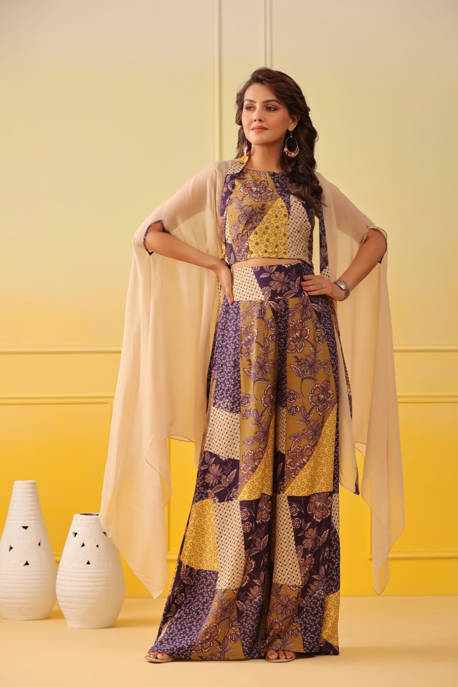 Ethnic Printed Co-ord set with Cape