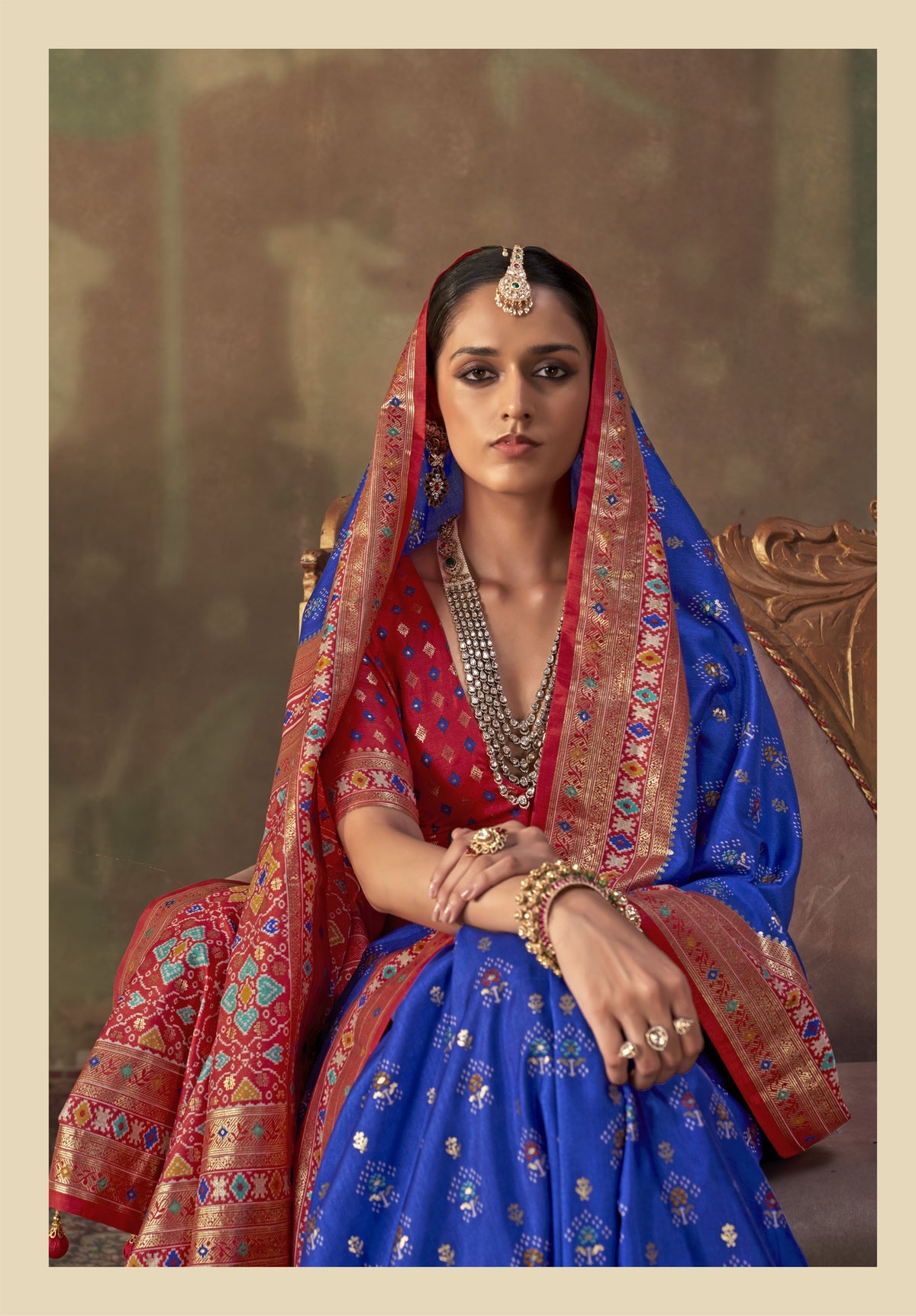 Royal Blue Printed Premium Silk Saree