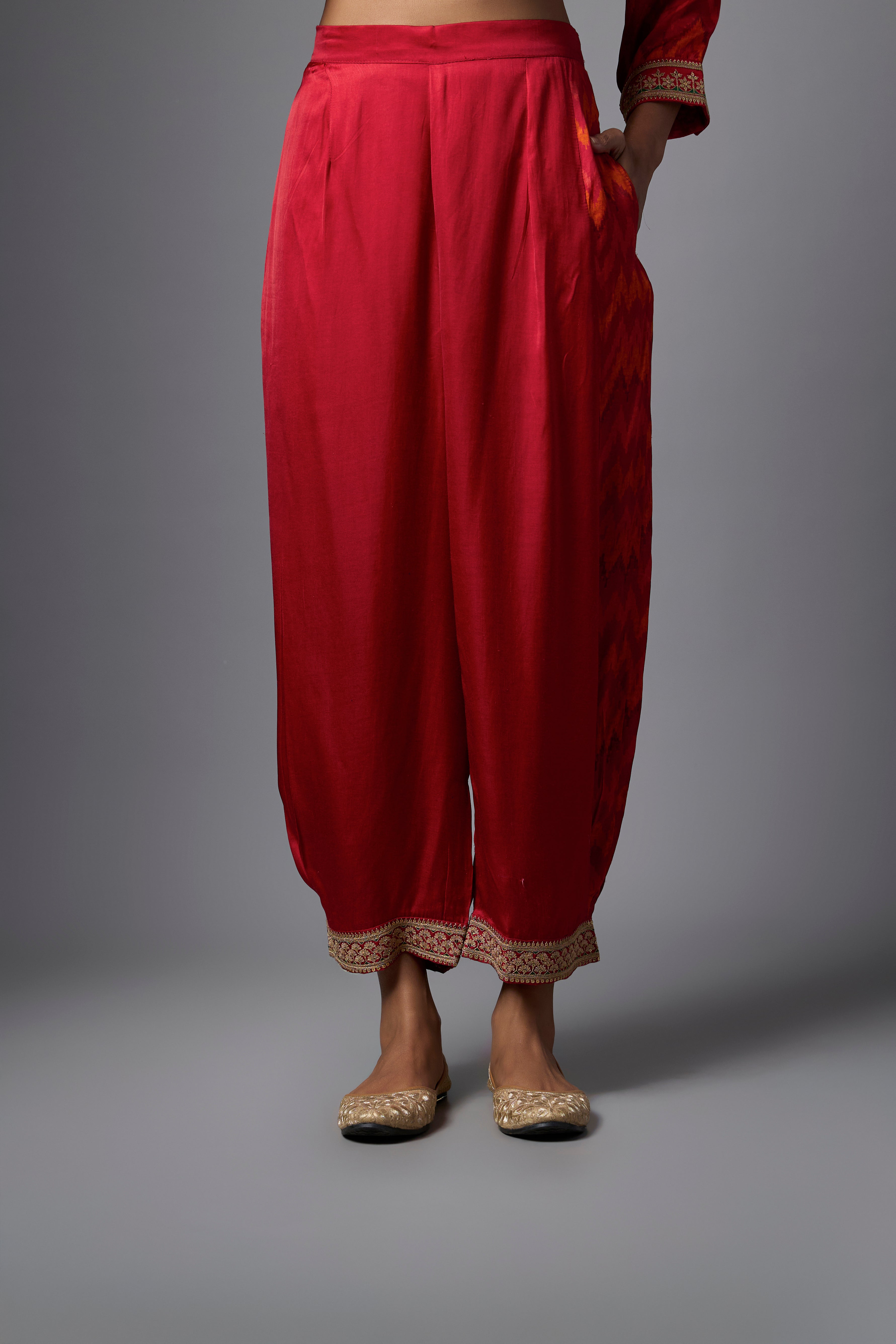 Red Printed Crepe Silk Co-Ord Set