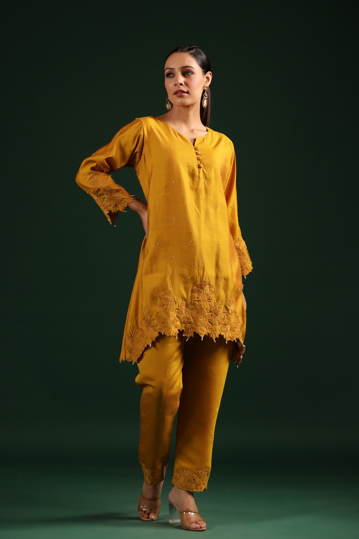 Mustard Embroidered Co-ord Set