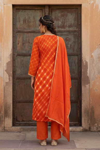 Vibrant Orange Flared Suit Set