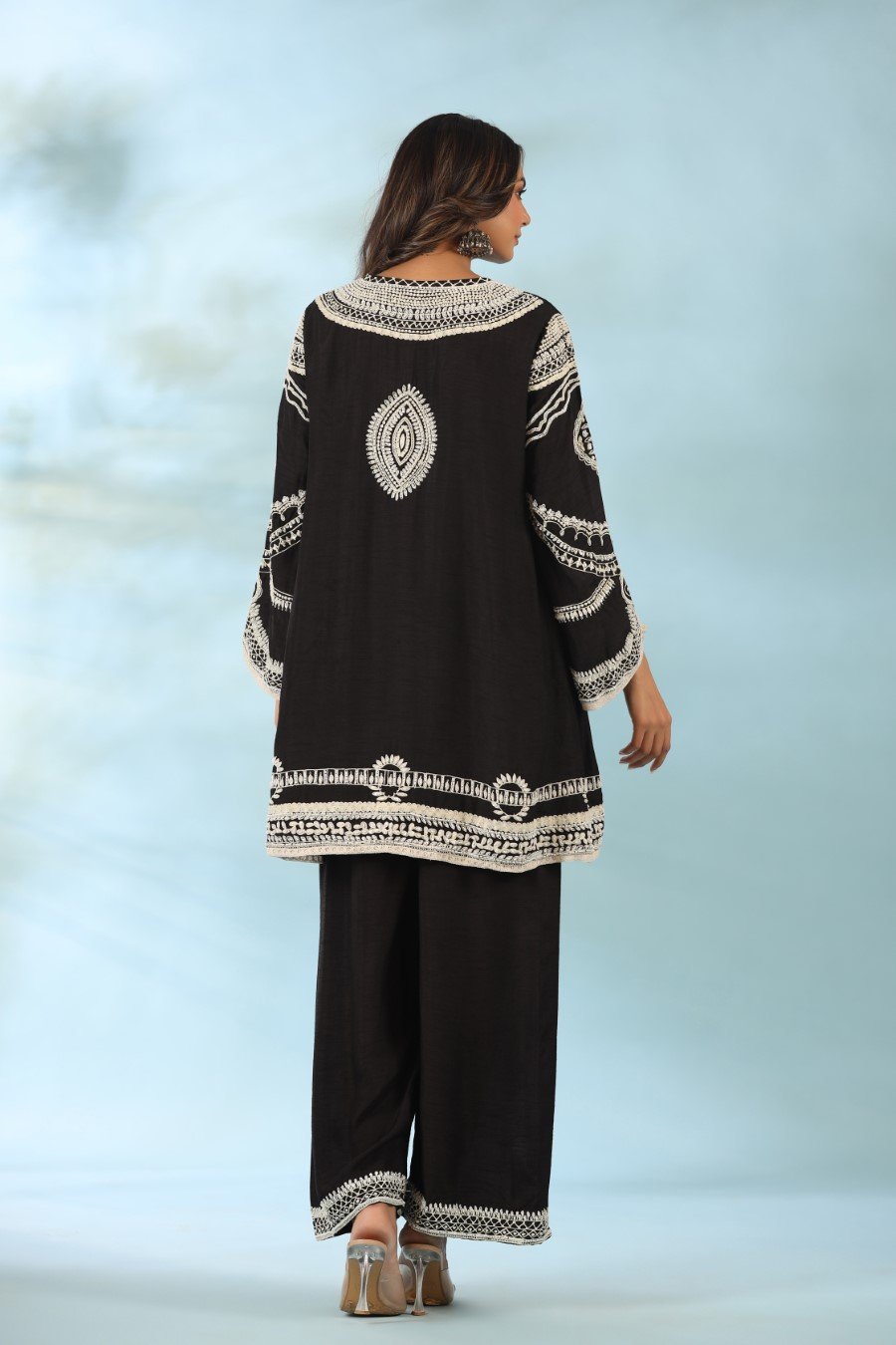 Black Embroidered Tunic with Palazzo Pants