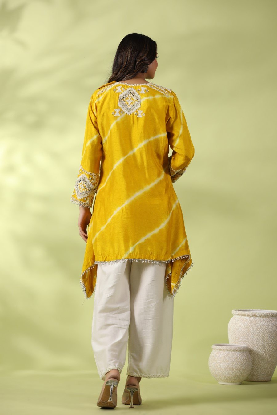 Asymmetrical kurta clearance with palazzo