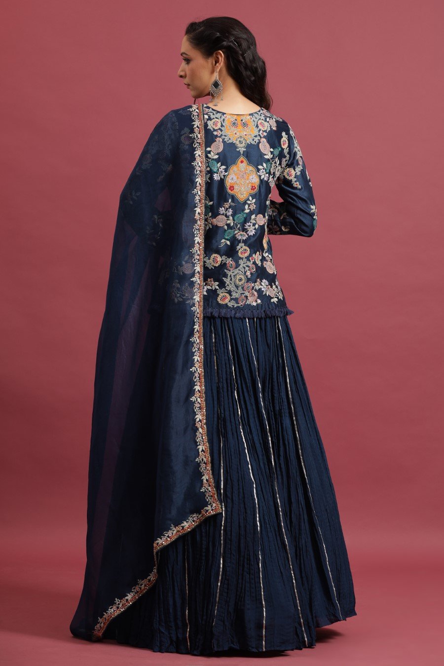 Persian Blue Embroidered Lehenga Choli with Dpatta