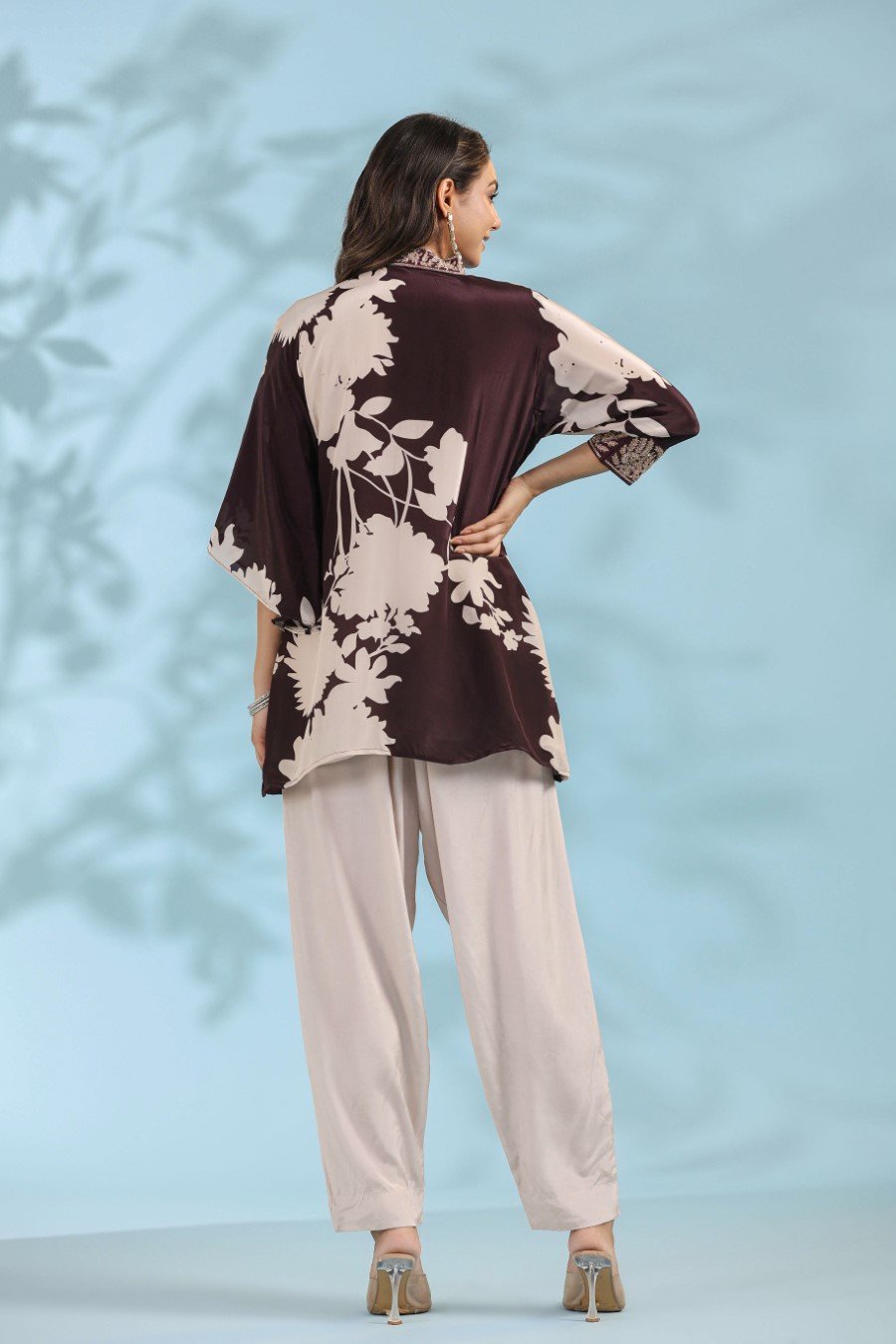 Black Floral Printed Tunic with Pants