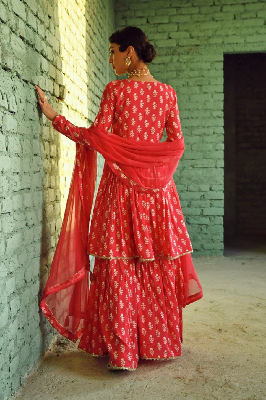 Pretty Pink Ethnic Embellished Moorish Silk Sharara Set