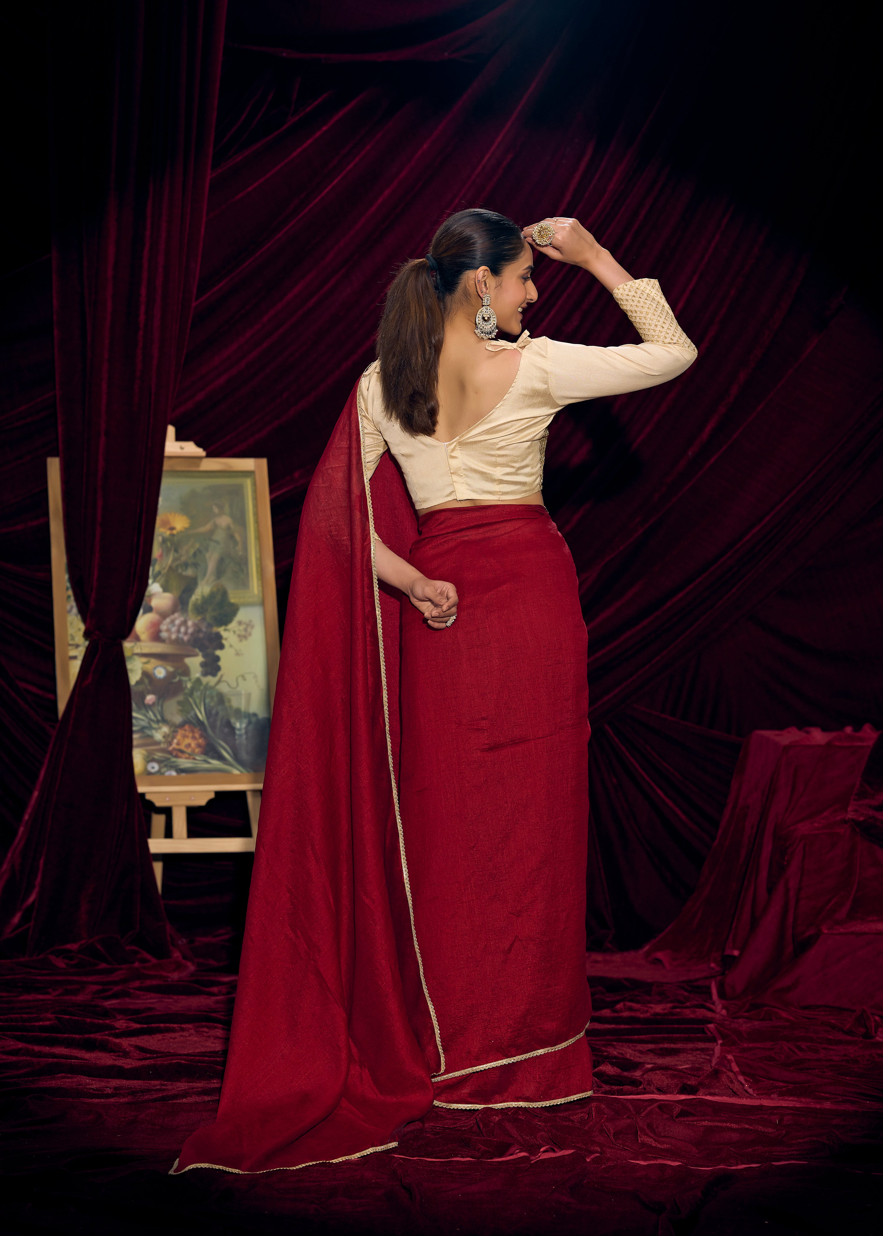 Ruby Shimmer Embellished Premium Silk Saree