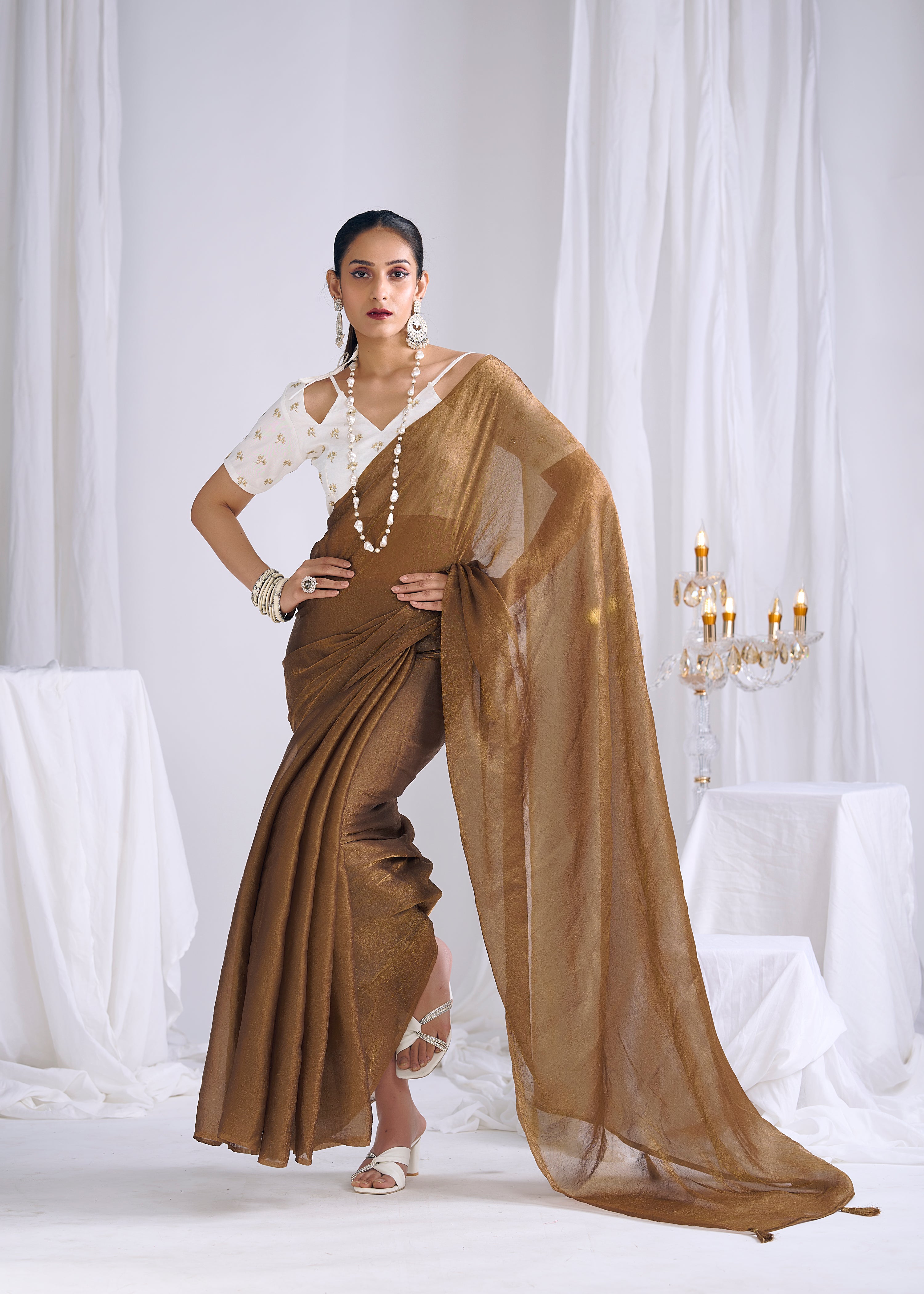 Bronze Shimmer Premium Silk Saree