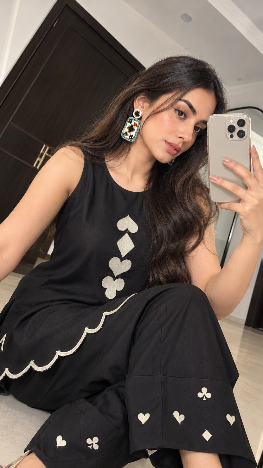 Noir Embroidered Modal Silk Farshi Salwar Set