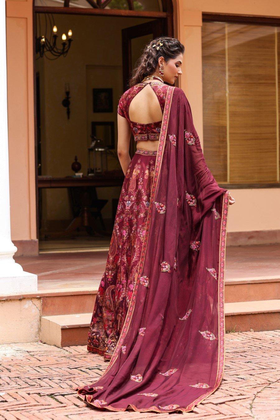 Wine Colour Satin Silk Lehenga at best price in Surat by Panchhi Fashion |  ID: 21351582273